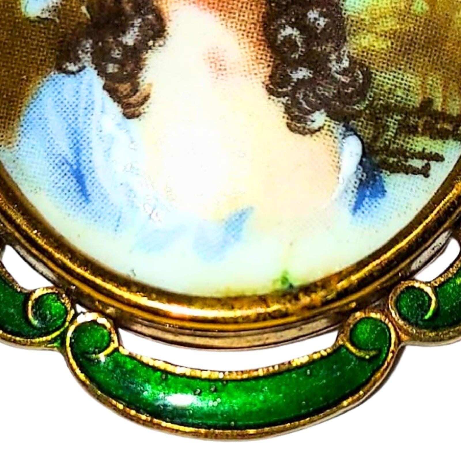 English Porcelain Portrait of Lady - Transfer Brooch