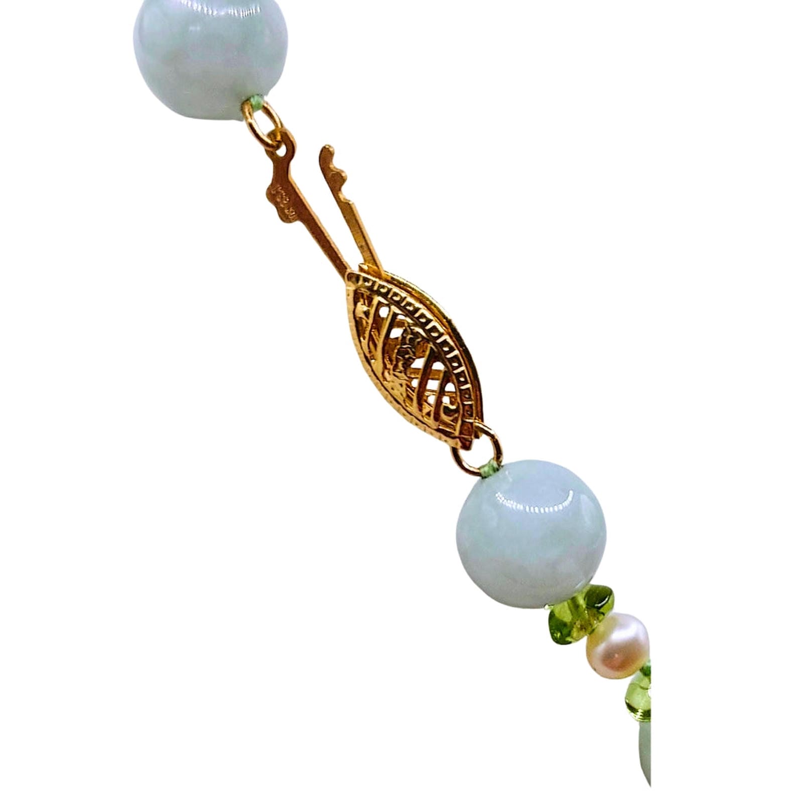 14K GSJ Jade, Pearl & Peridot Strand Necklace