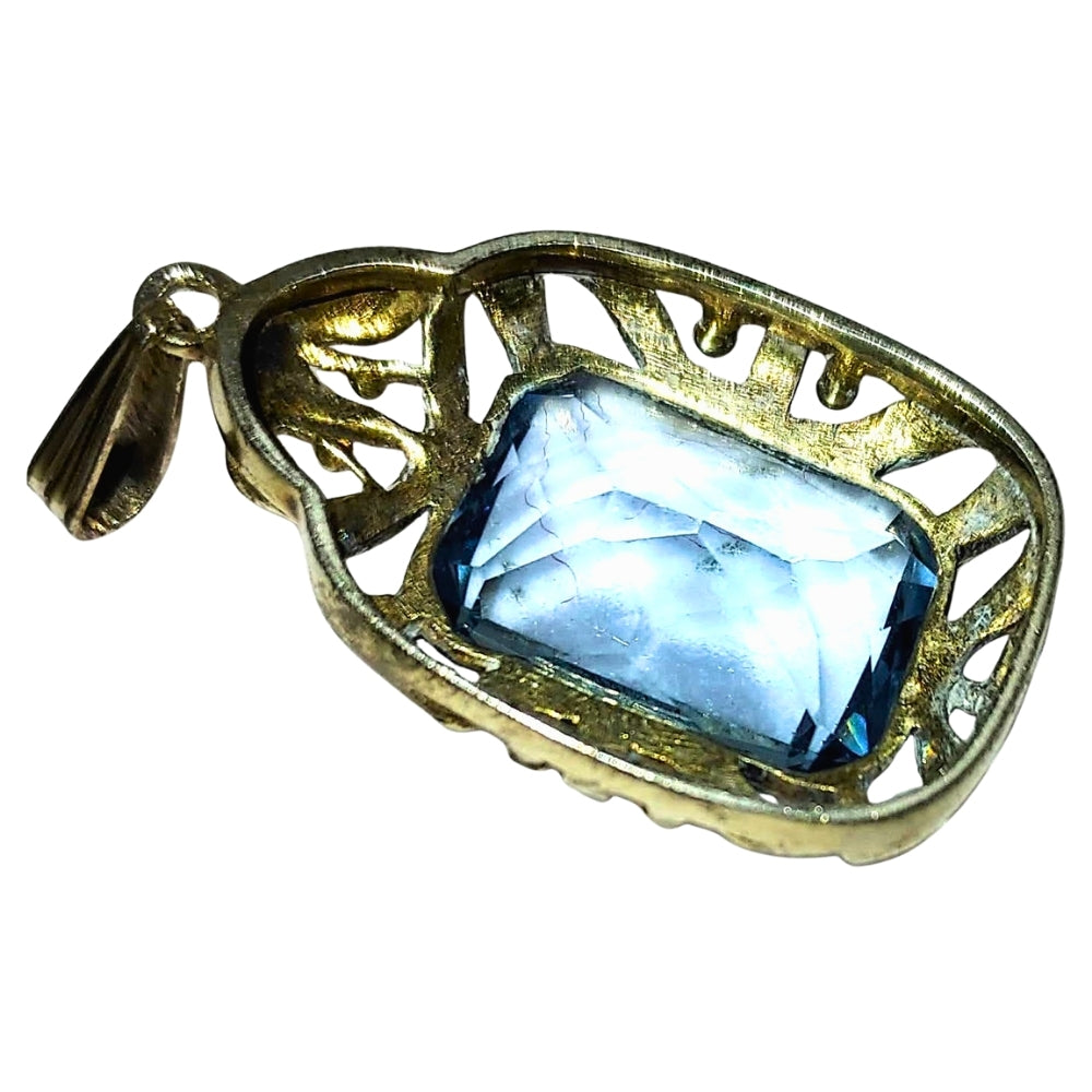 Sterling Silver & Blue Topaz Artisan 3 piece Set - Pendant, Bracelet, Ring
