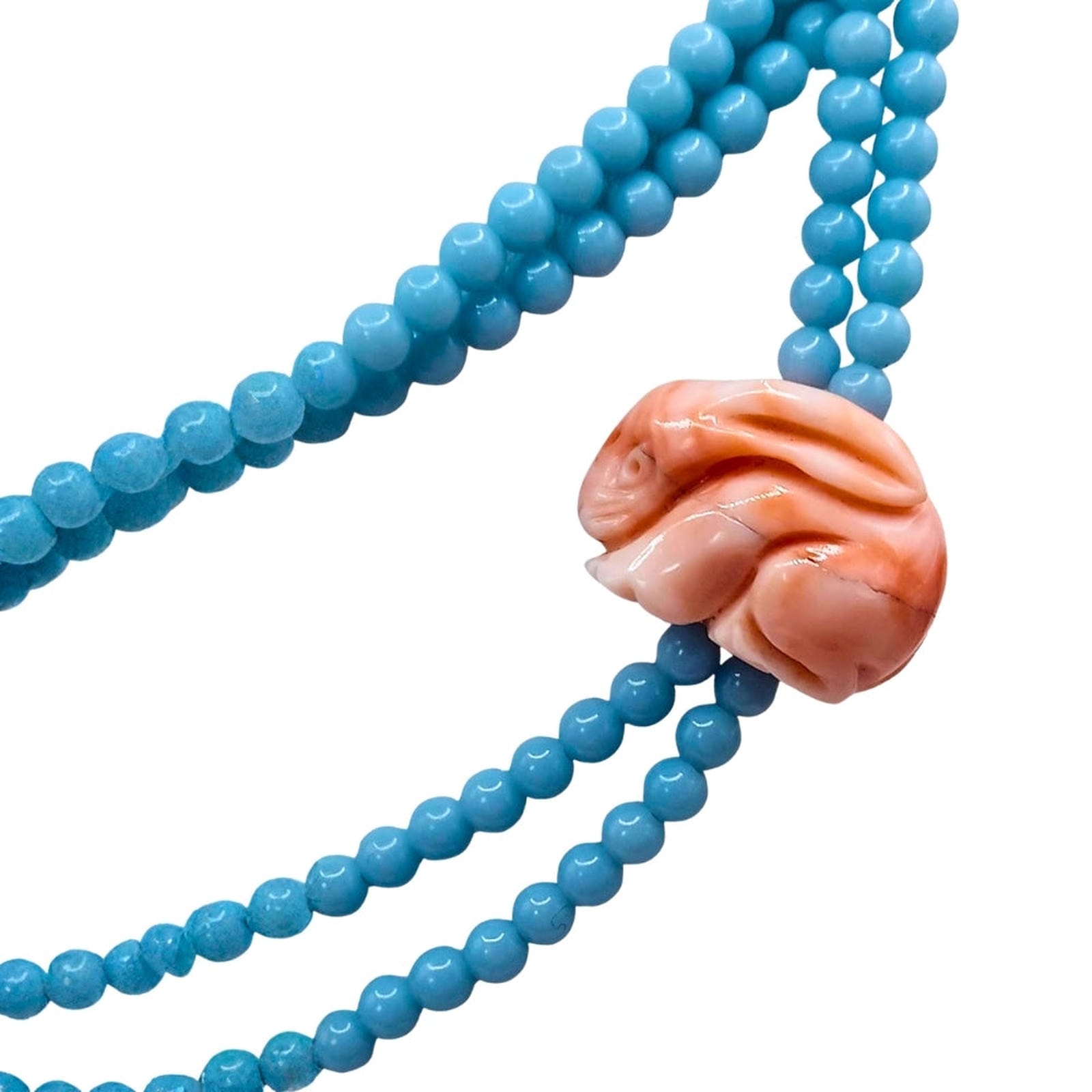 Angel Skin Coral 30-Inch Blue Bead Necklace