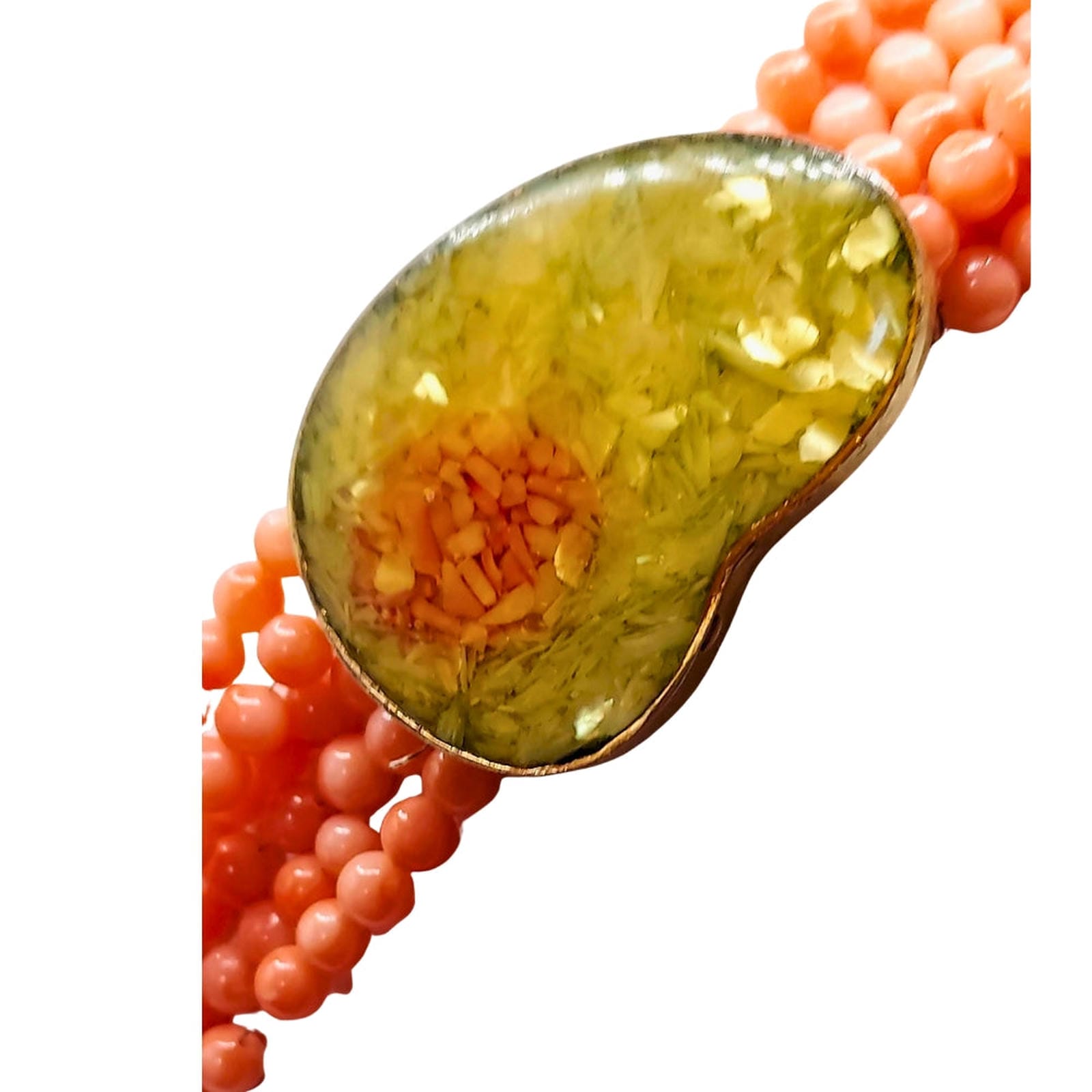 שרשרת 6 גדילים מעור אלמוגים מלאך עם אבזם אומן