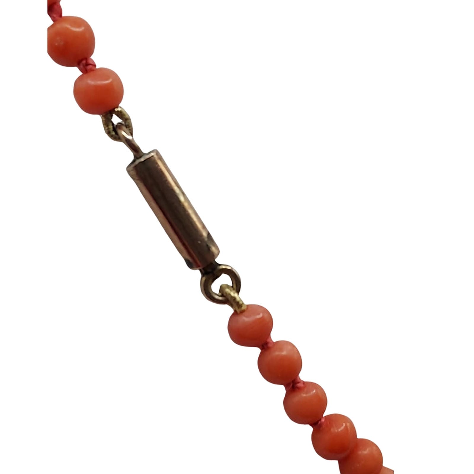 Victorian Coral Bead Necklace with Gold Barrel Clasp