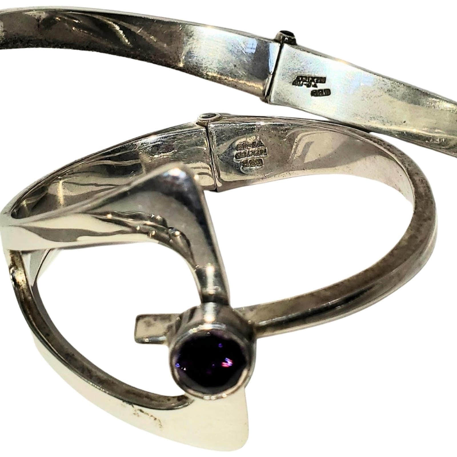 Heavy Sterling Silver Amethyst Choker & Bracelet Set