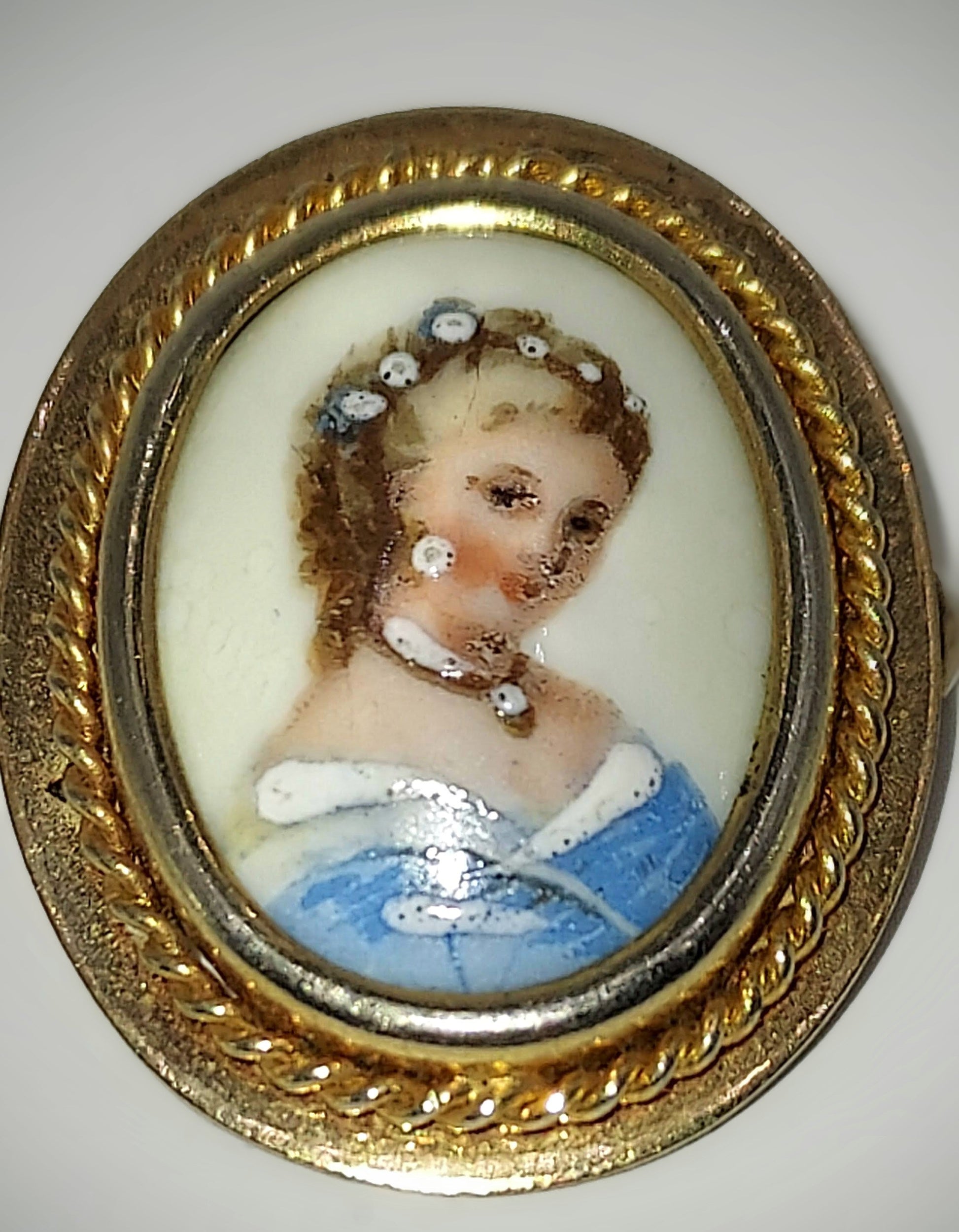 Limoges Porcelain Portrait Pin