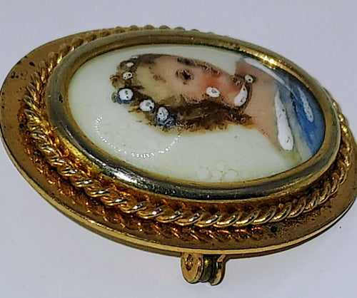 Limoges Porcelain Portrait Pin