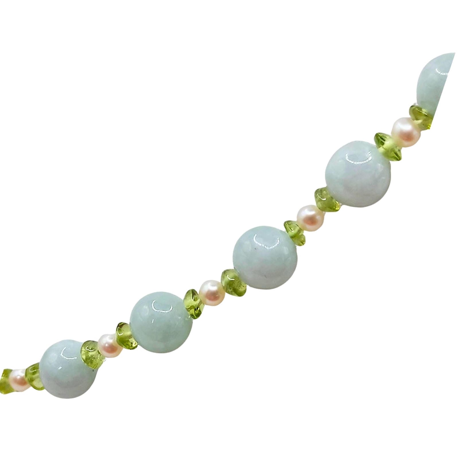 14K GSJ Jade, Pearl & Peridot Strand Necklace