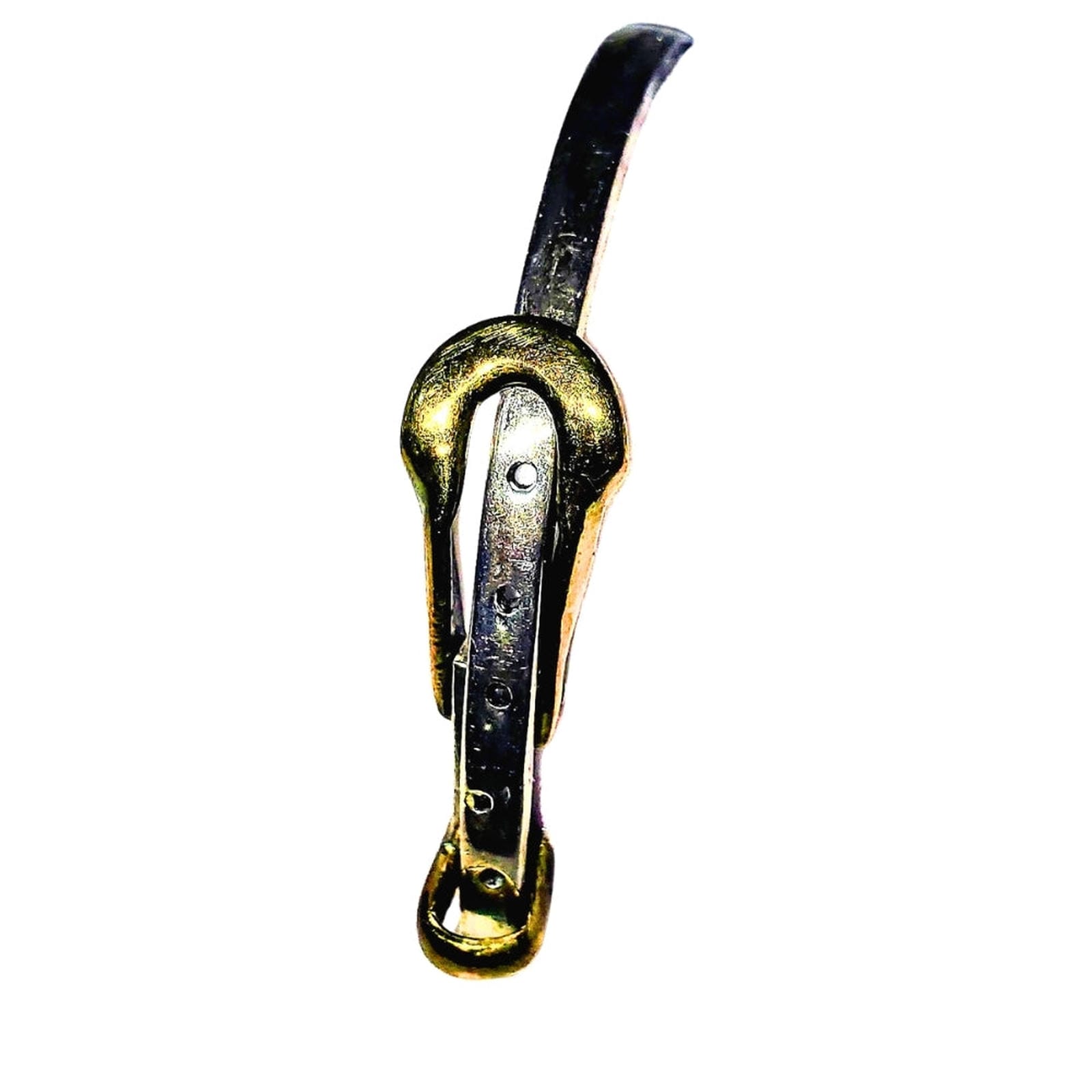 Hinged Bangle Bracelet - Silver and Gold Plating, Buckle Motif