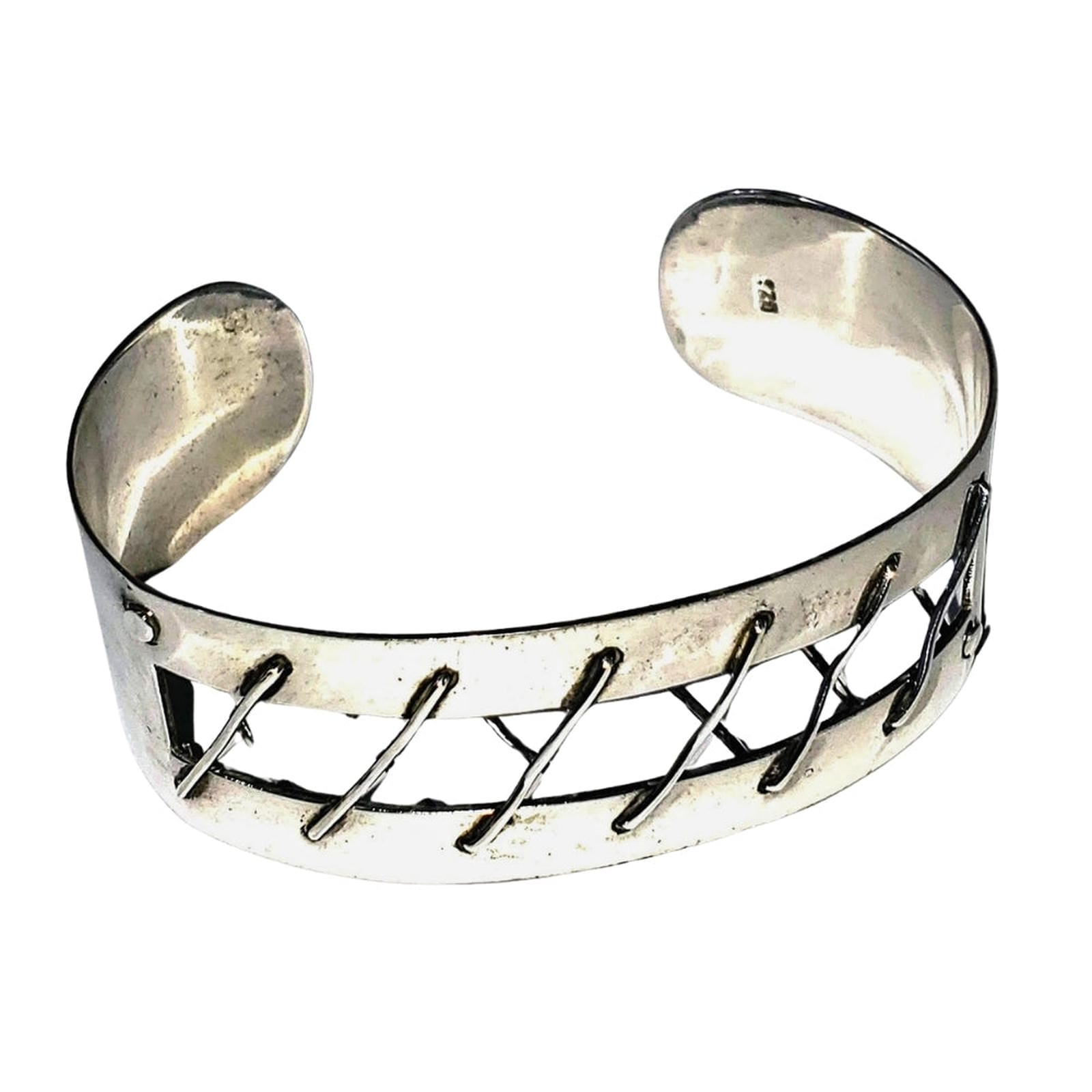 Artisan-Made Silver Cuff Bracelet - Woven Wire Design