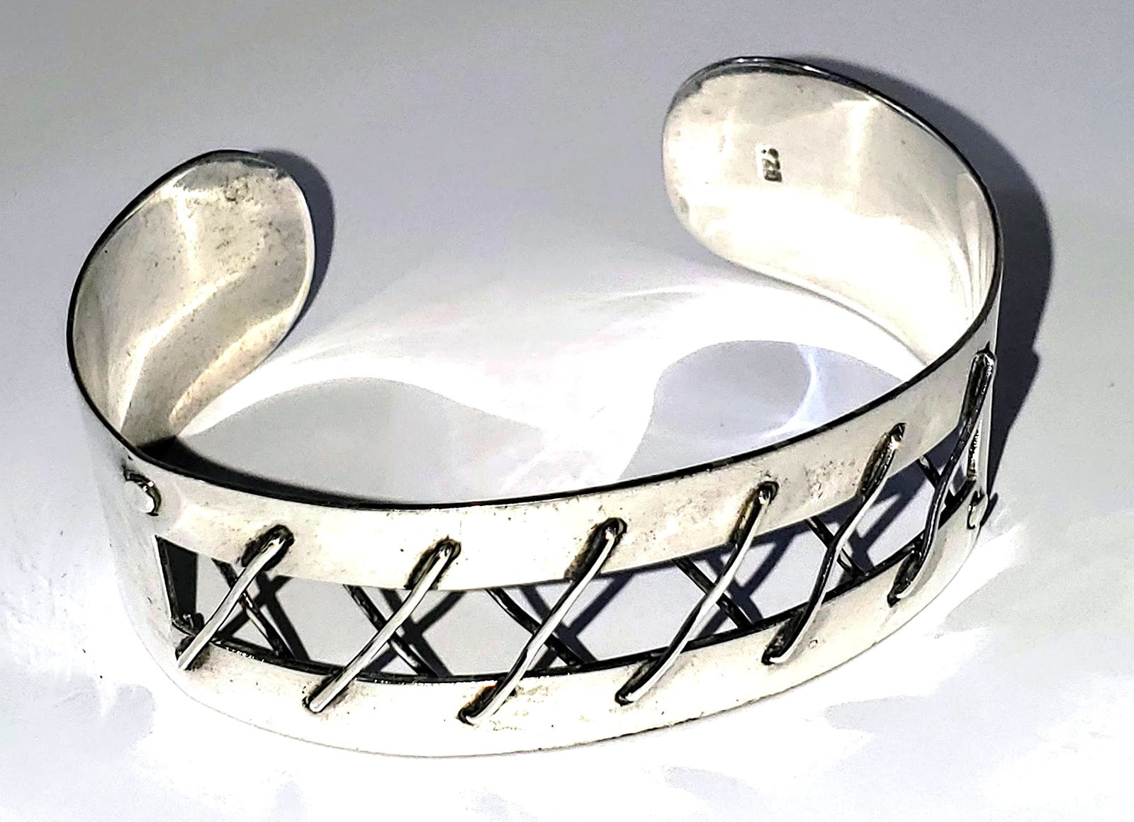 Artisan-Made Silver Cuff Bracelet — Woven Wire Design