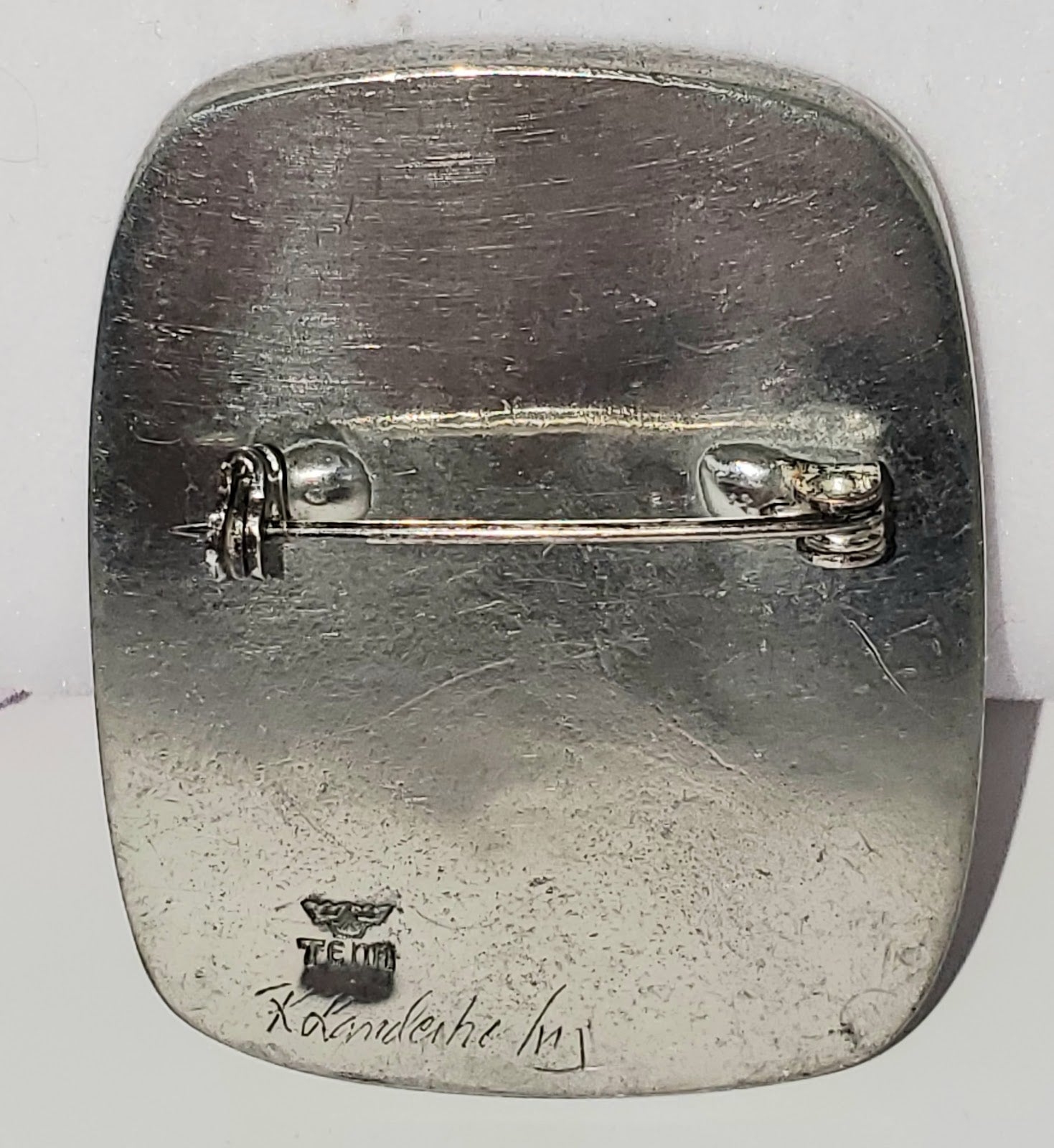 Artisan Pewter Rowboat Pin — Signed R. Landerholm, Tennessee