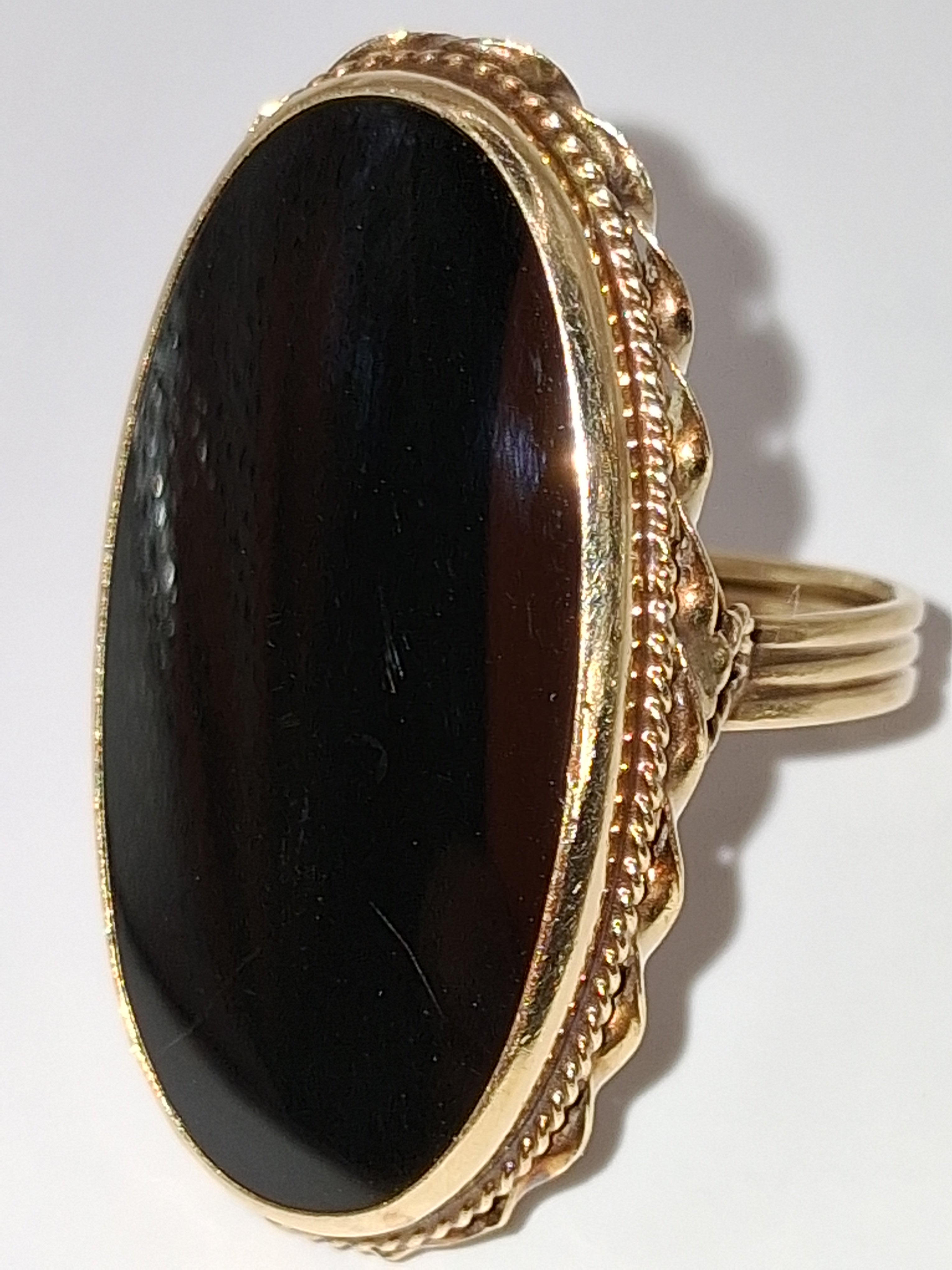 Black Onyx Large Oval Statement Ring — 14KT Gold
