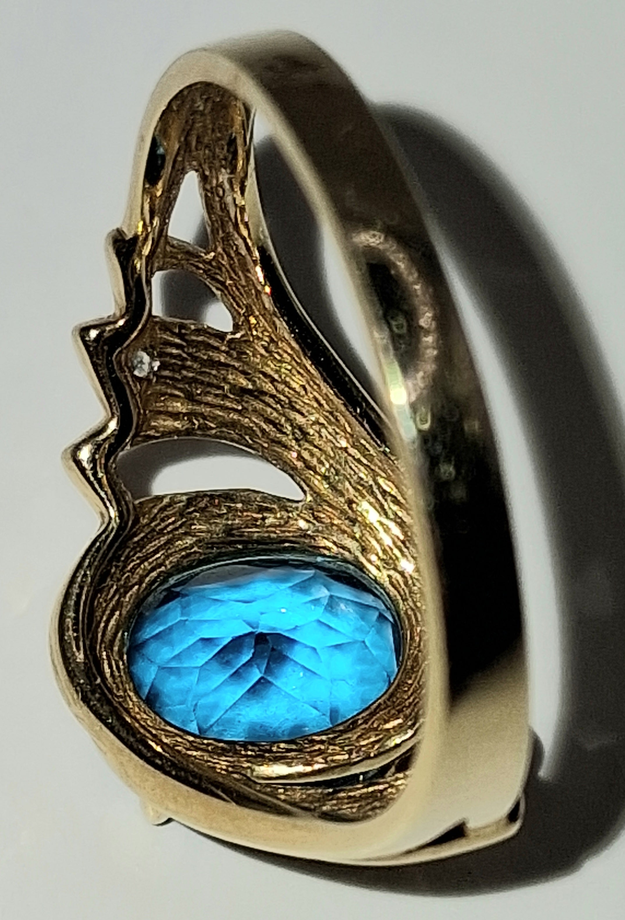 Blue Topaz Swirl Bezel Ring