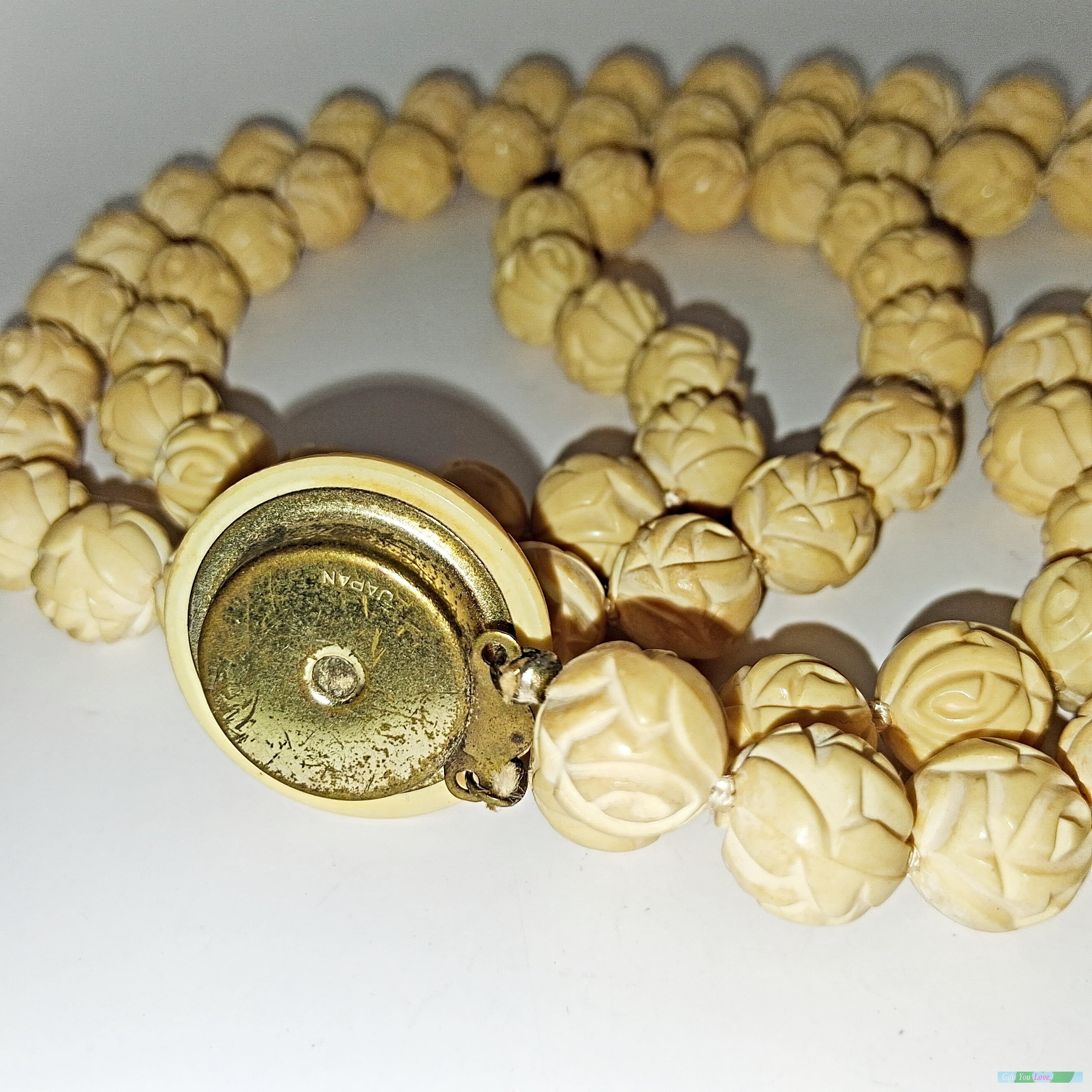 Carved Pierced Bead Rope Necklace