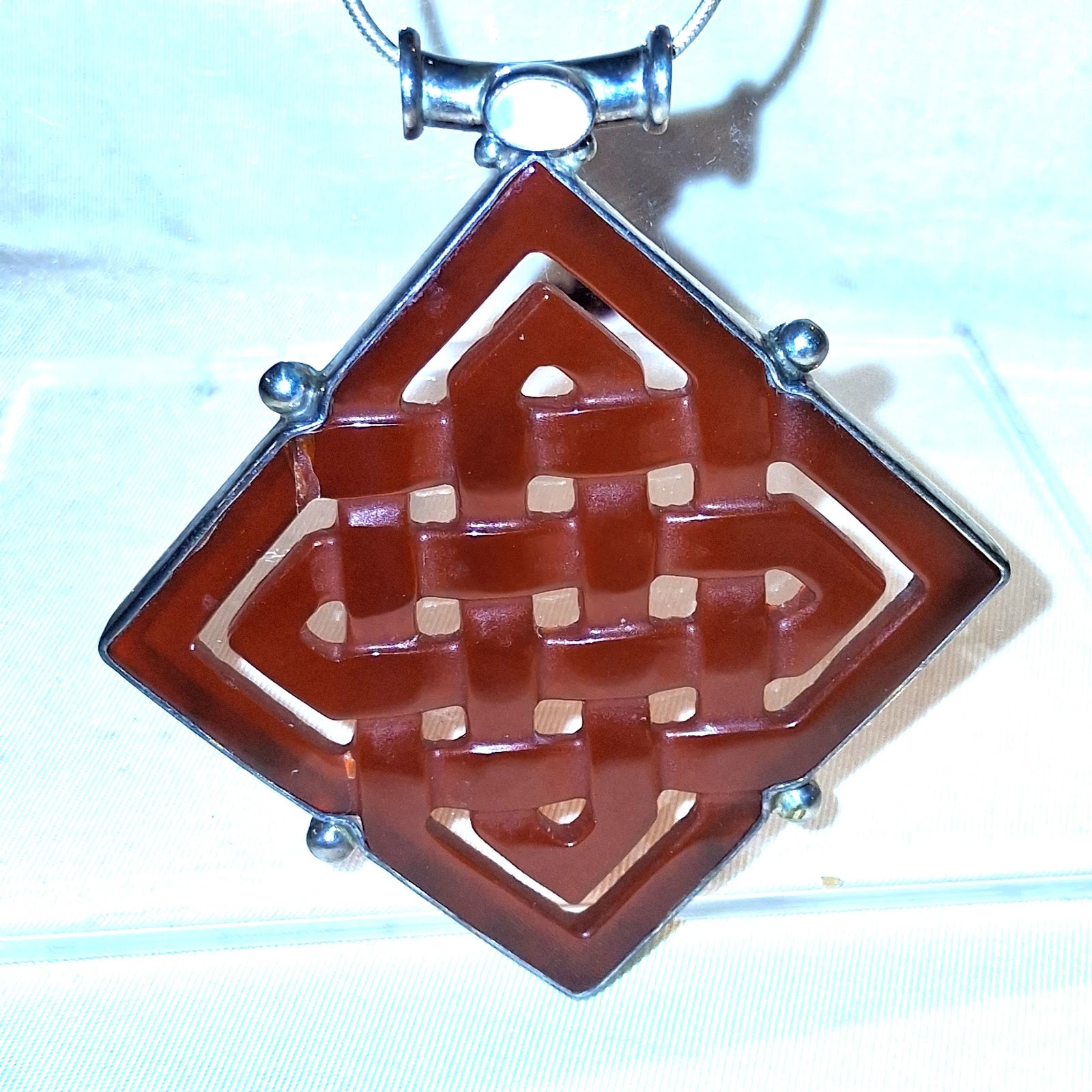 Celtic Carnelian Knot Pendant with Moonstone Ferrule