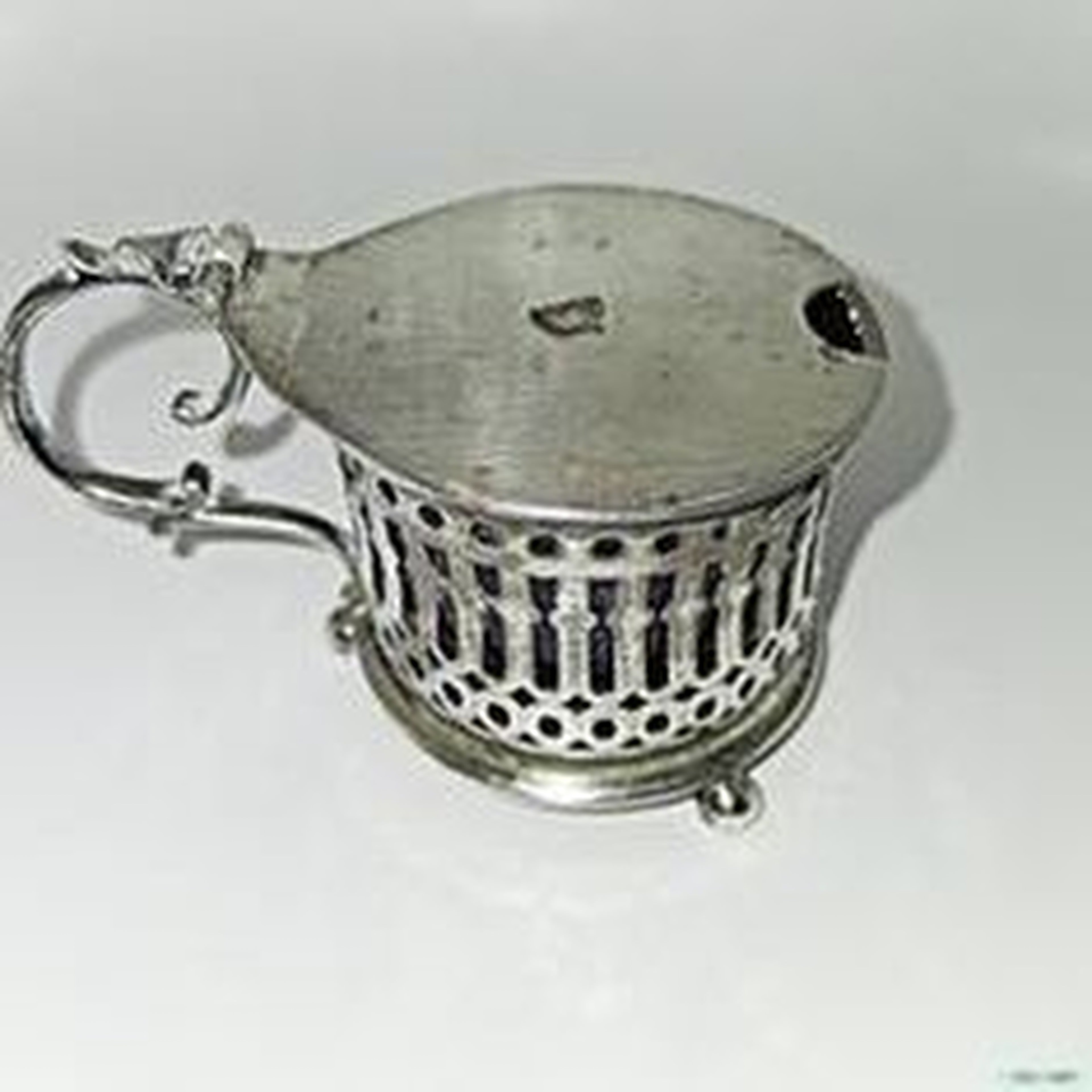 English Sterling Silver Salt with Cobalt Insert