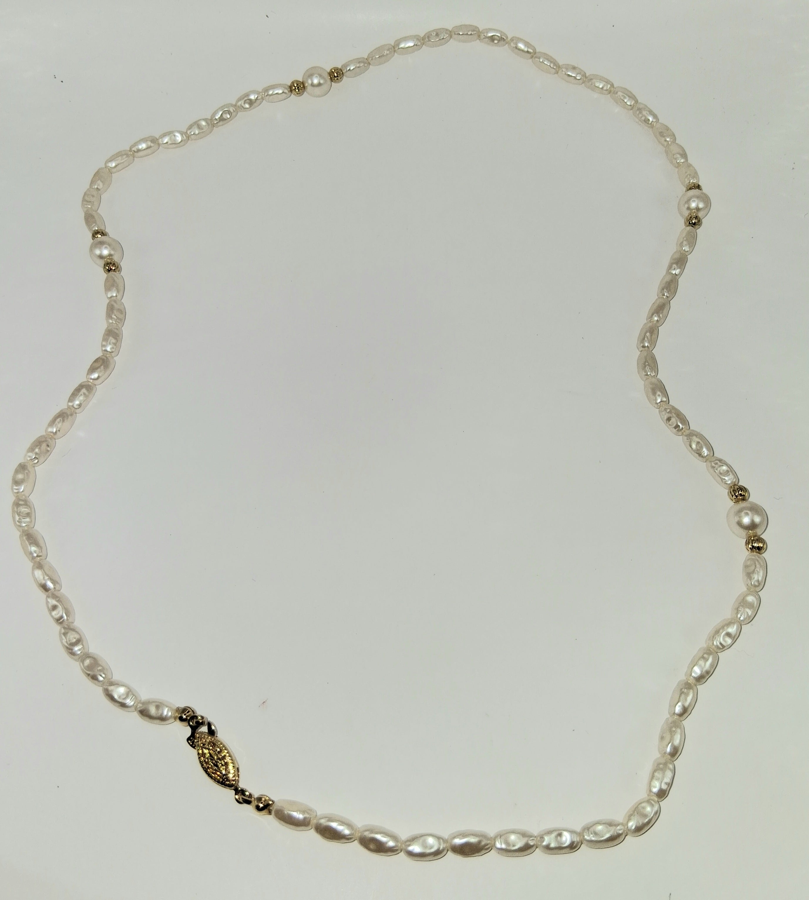 Freshwater Pearl Necklace with Gold Accents, 20 Inches