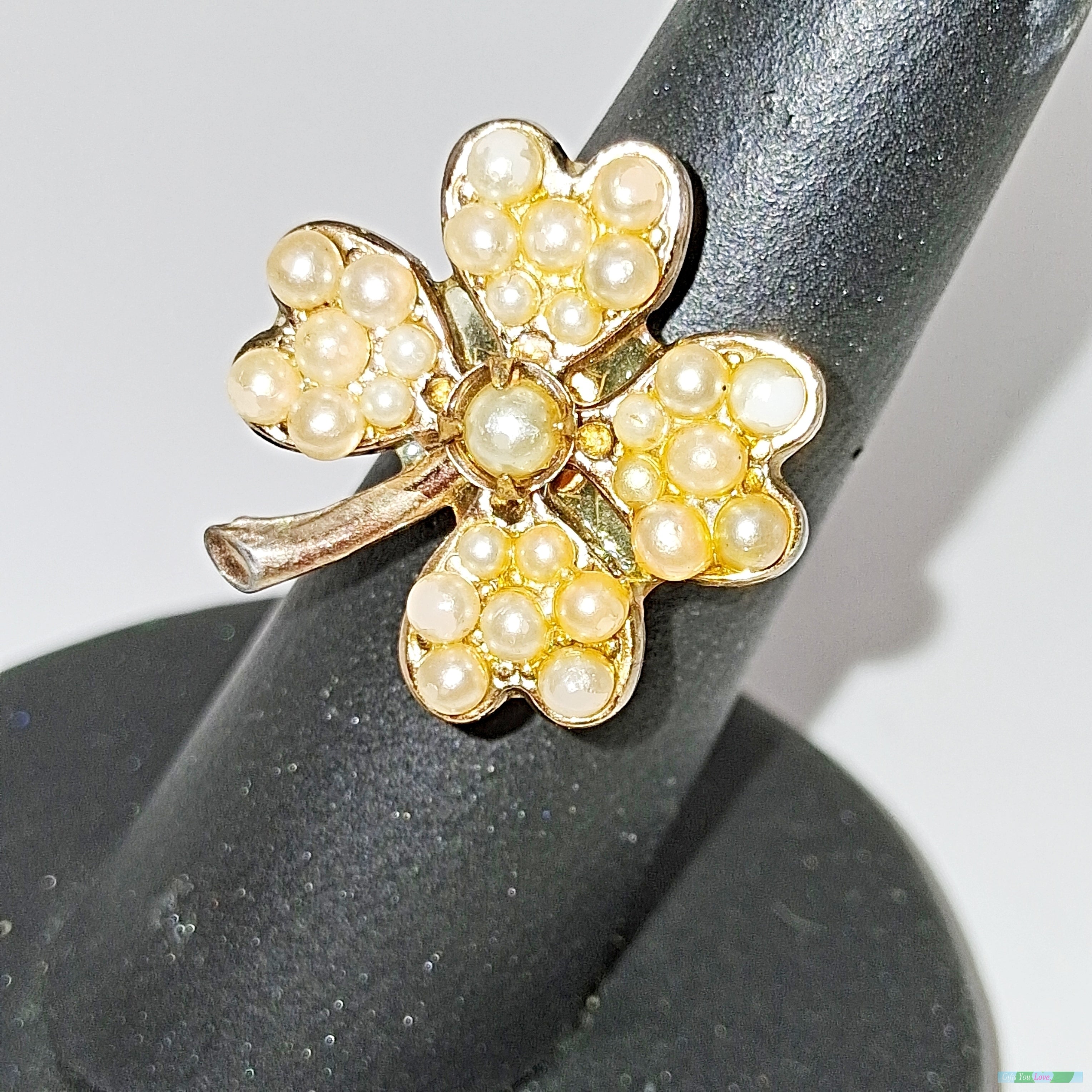Gold-Filled Whimsical Four-Leaf Clover Pin