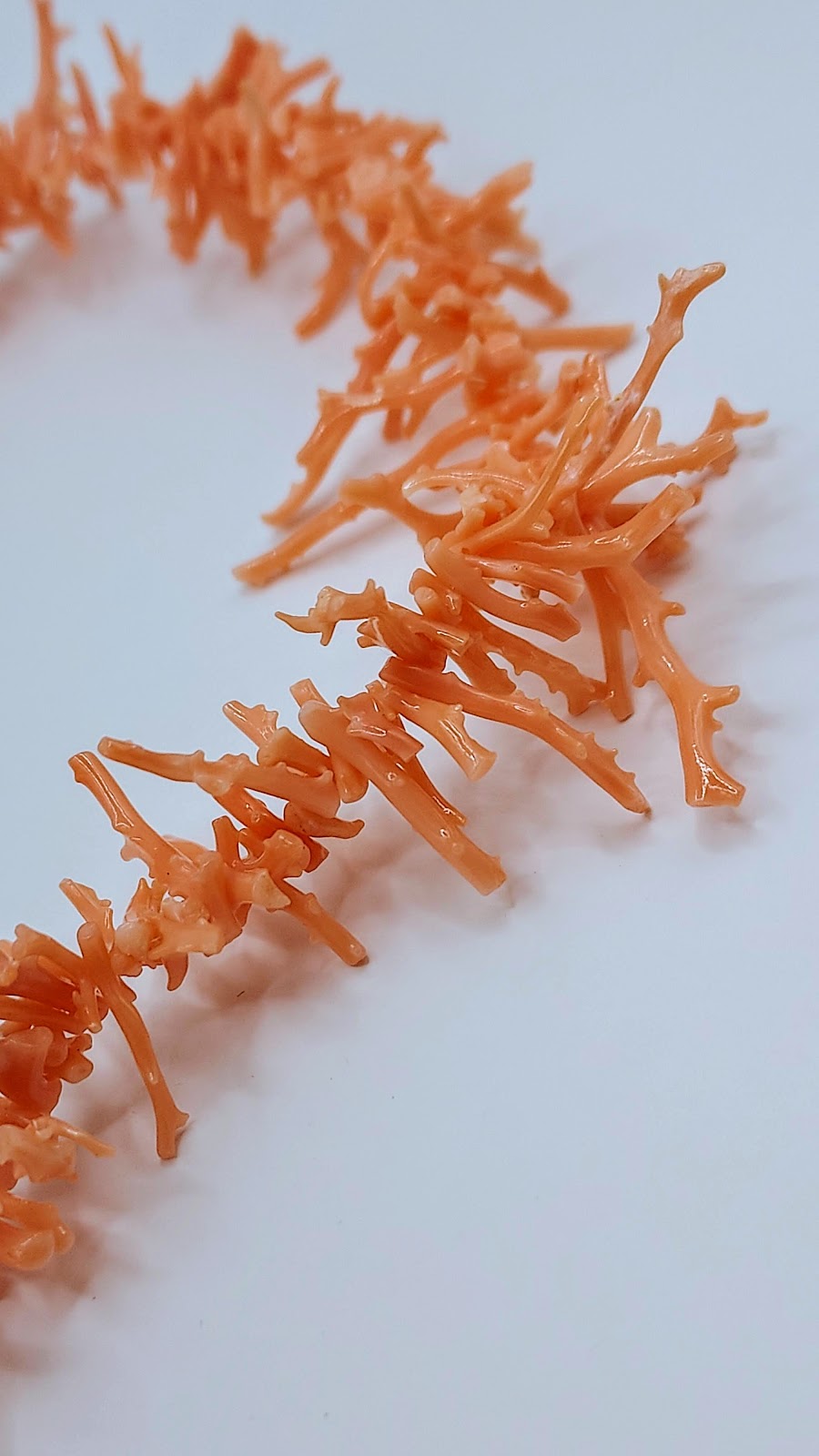 Italian Pink Salmon Branch Coral 15-Inch Necklace. Strun on thread