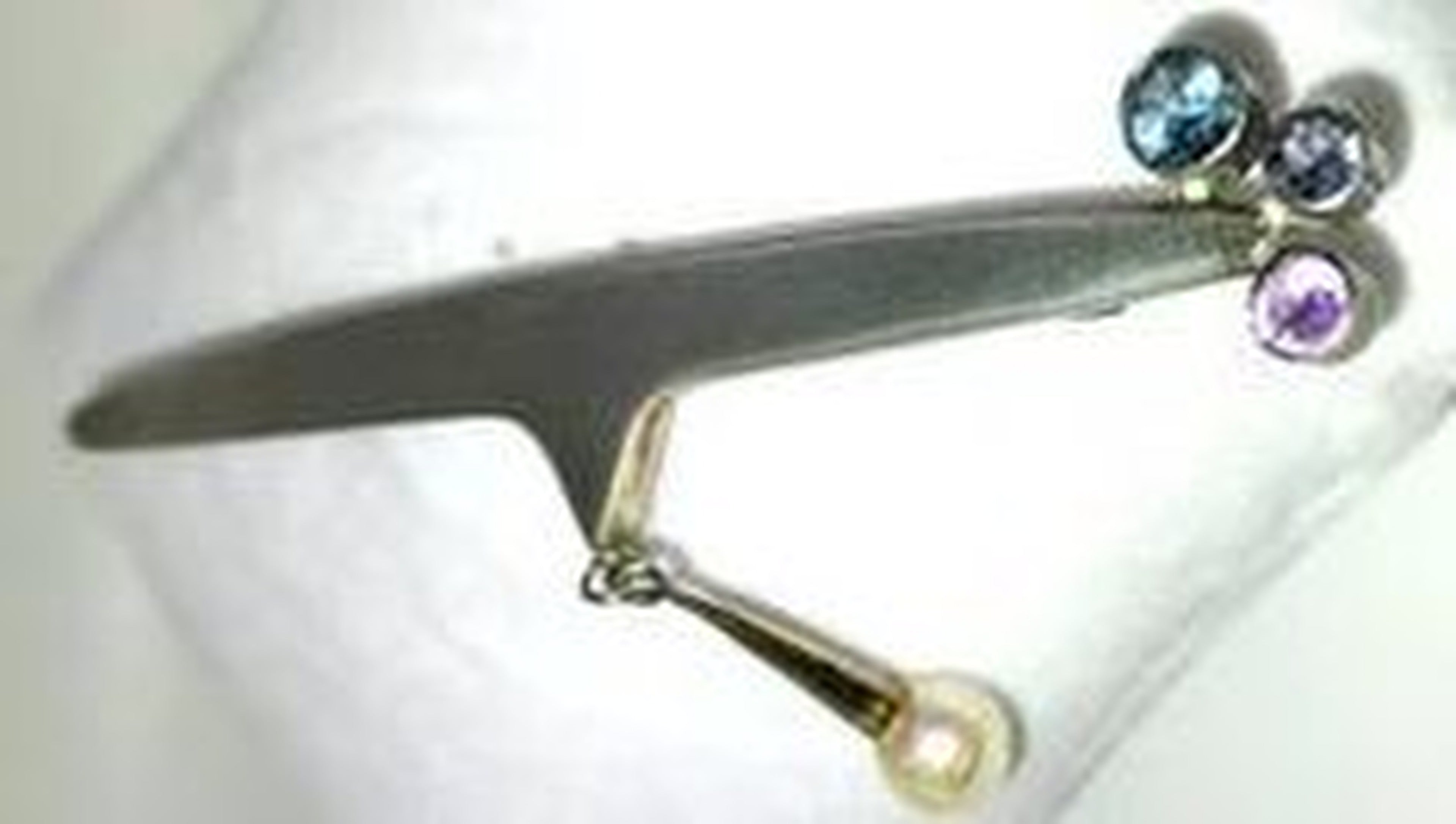 Michou Sterling Silver Artisan Pin — Pearl, Blue Topaz, Crystal, Amethyst