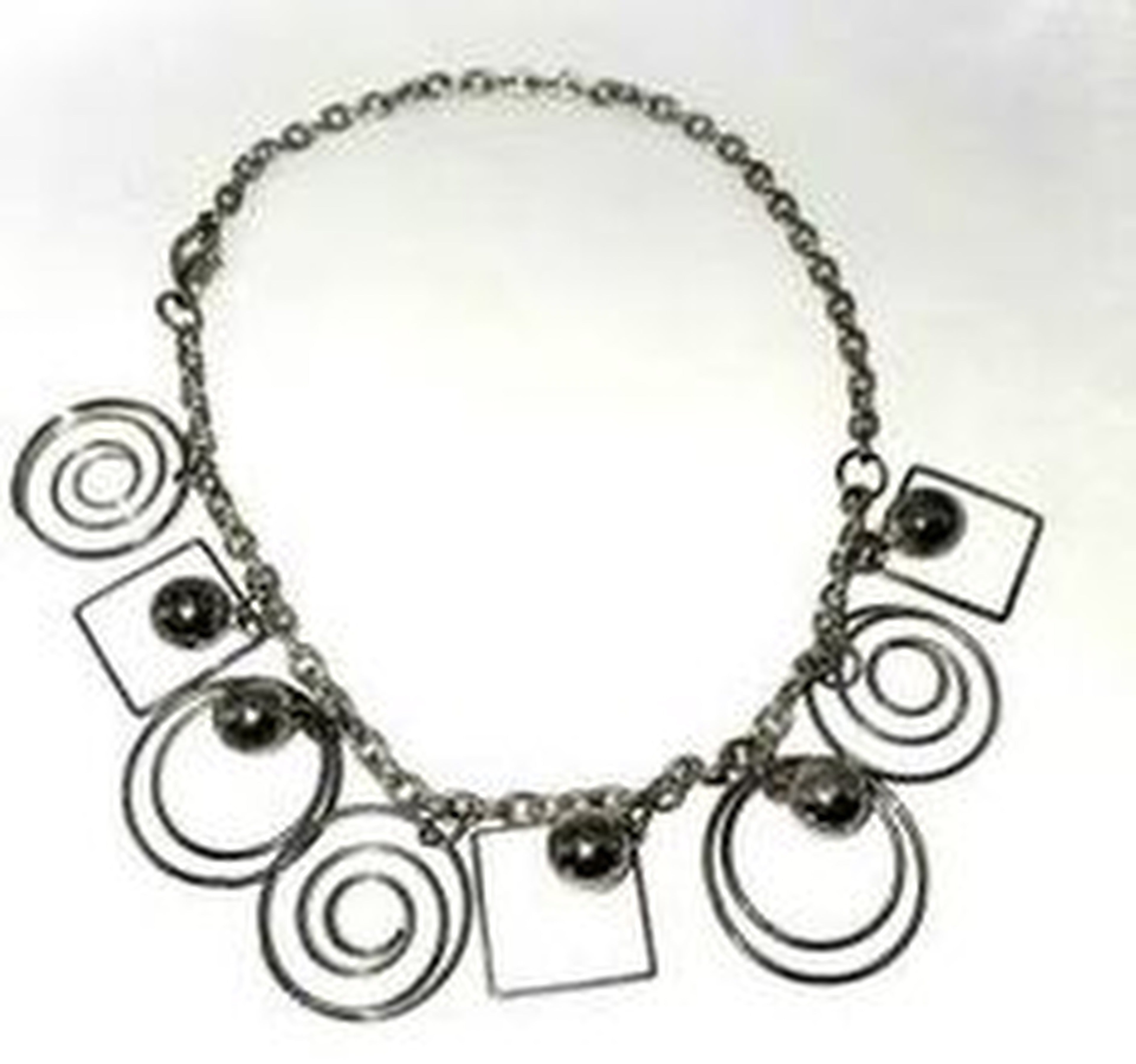 Mid Century .925, Sterling Silver Geometric Dangle Choker