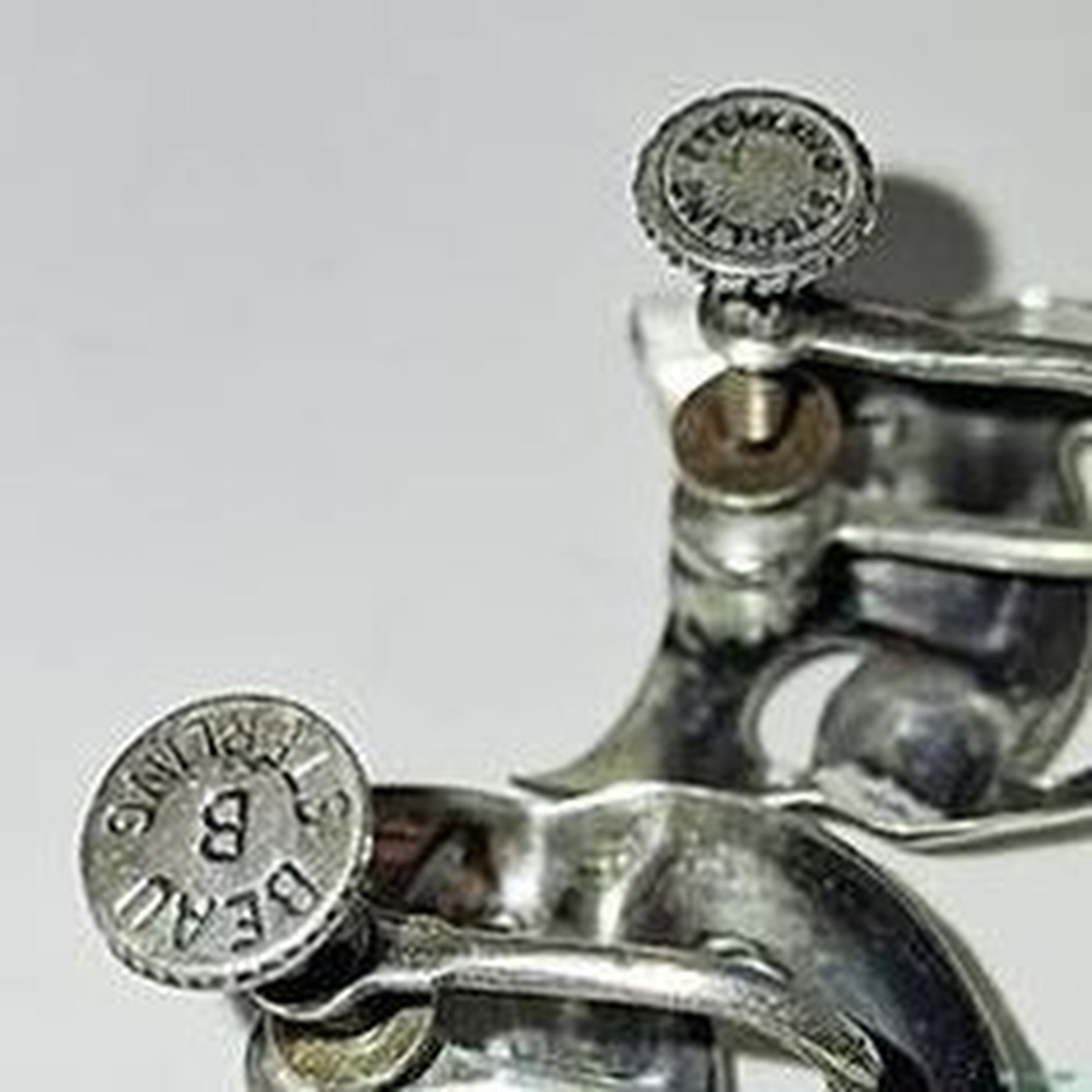 Mid Century Sterling Silver Harlequin Mask Screw back Earrings