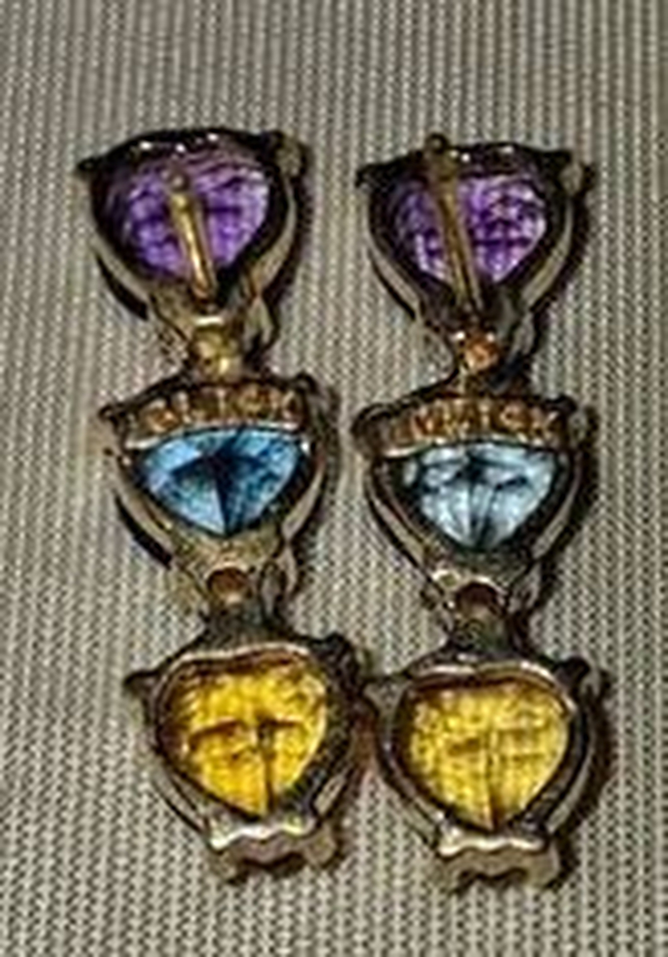Multi-Gemstone Earrings on 14KT Gold Posts