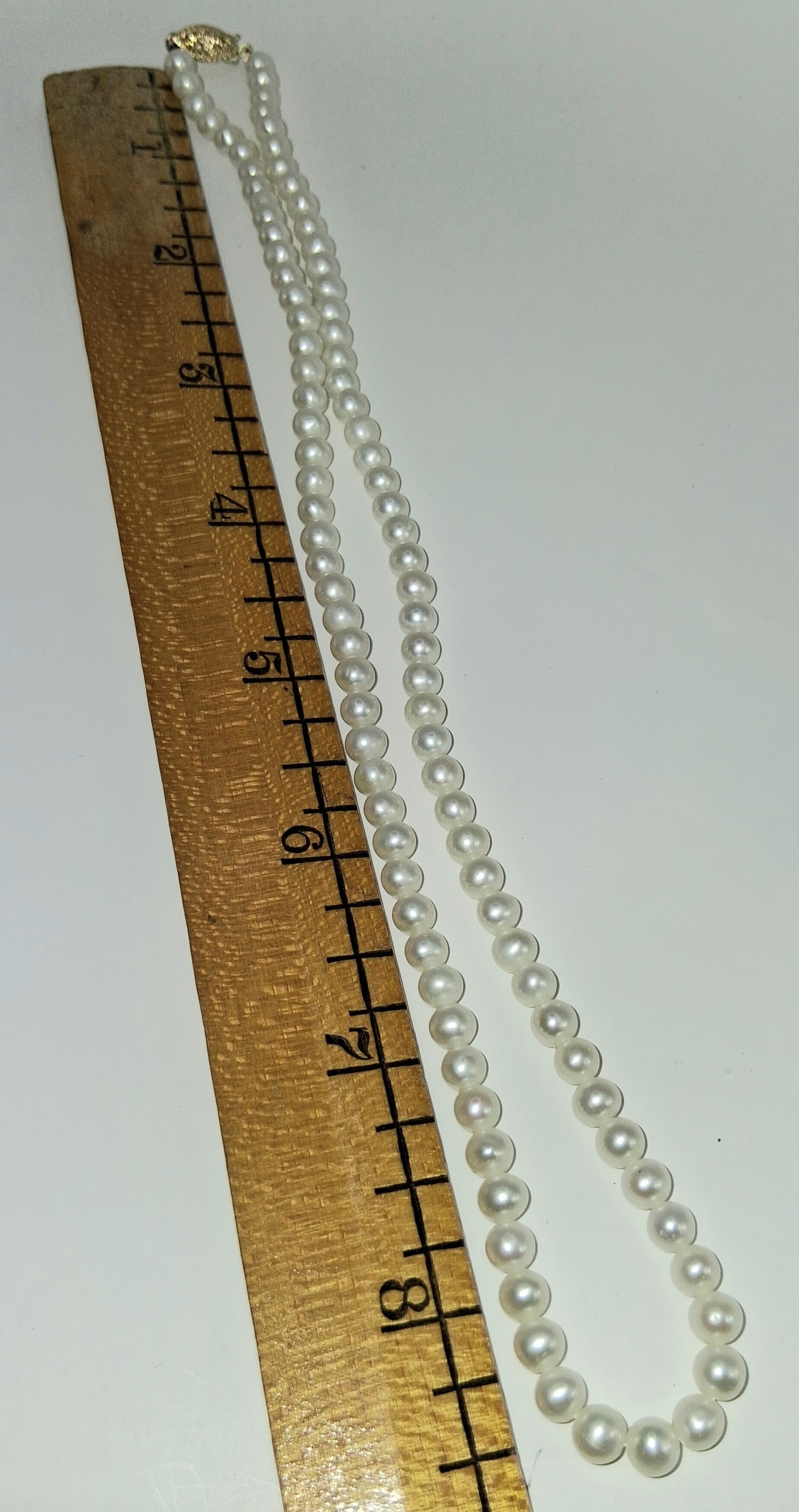 Natural Pearl Necklace with 14KT Gold Clasp