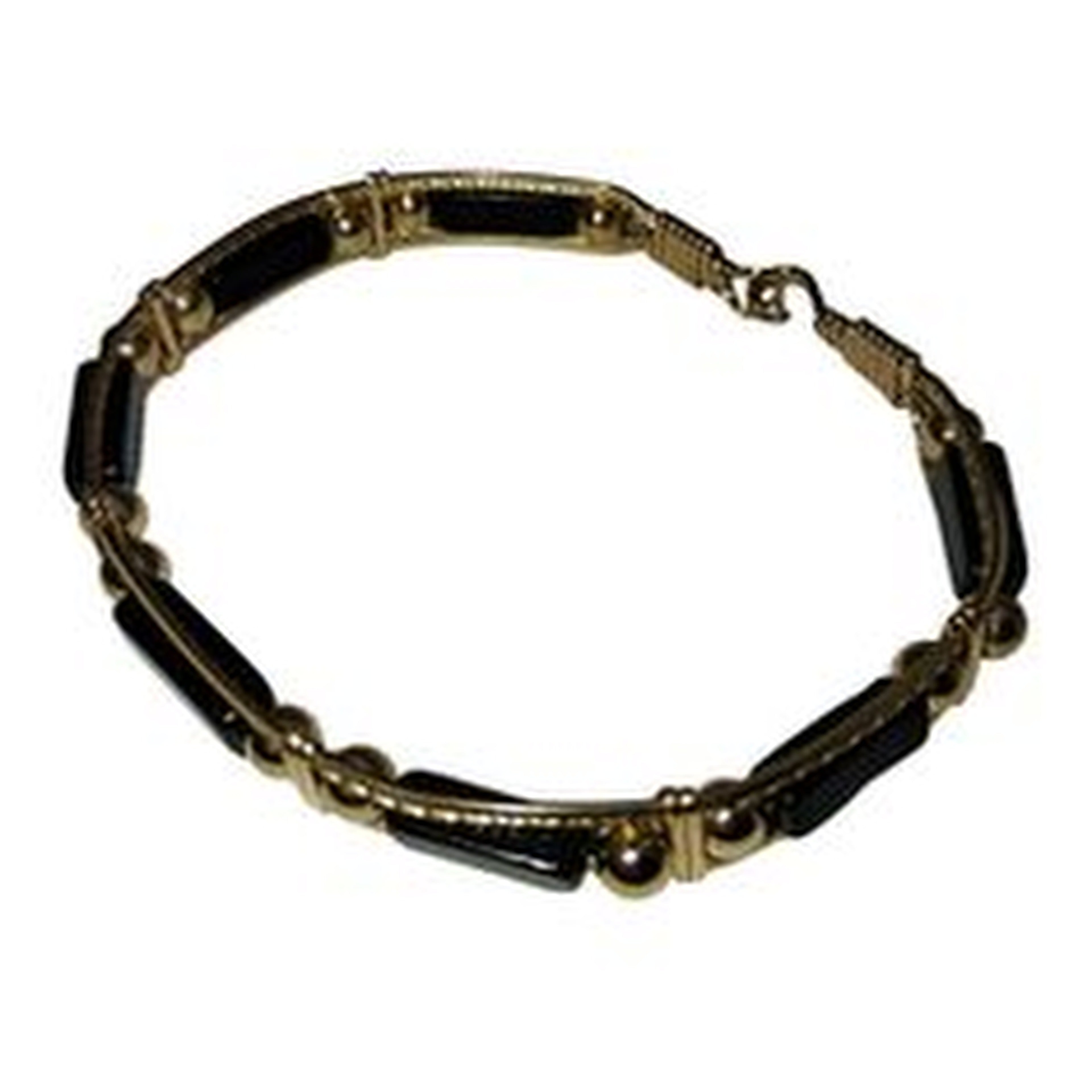 Onyx rectangular cut stones, w 14 KT gold wire bracelet, link ITALY