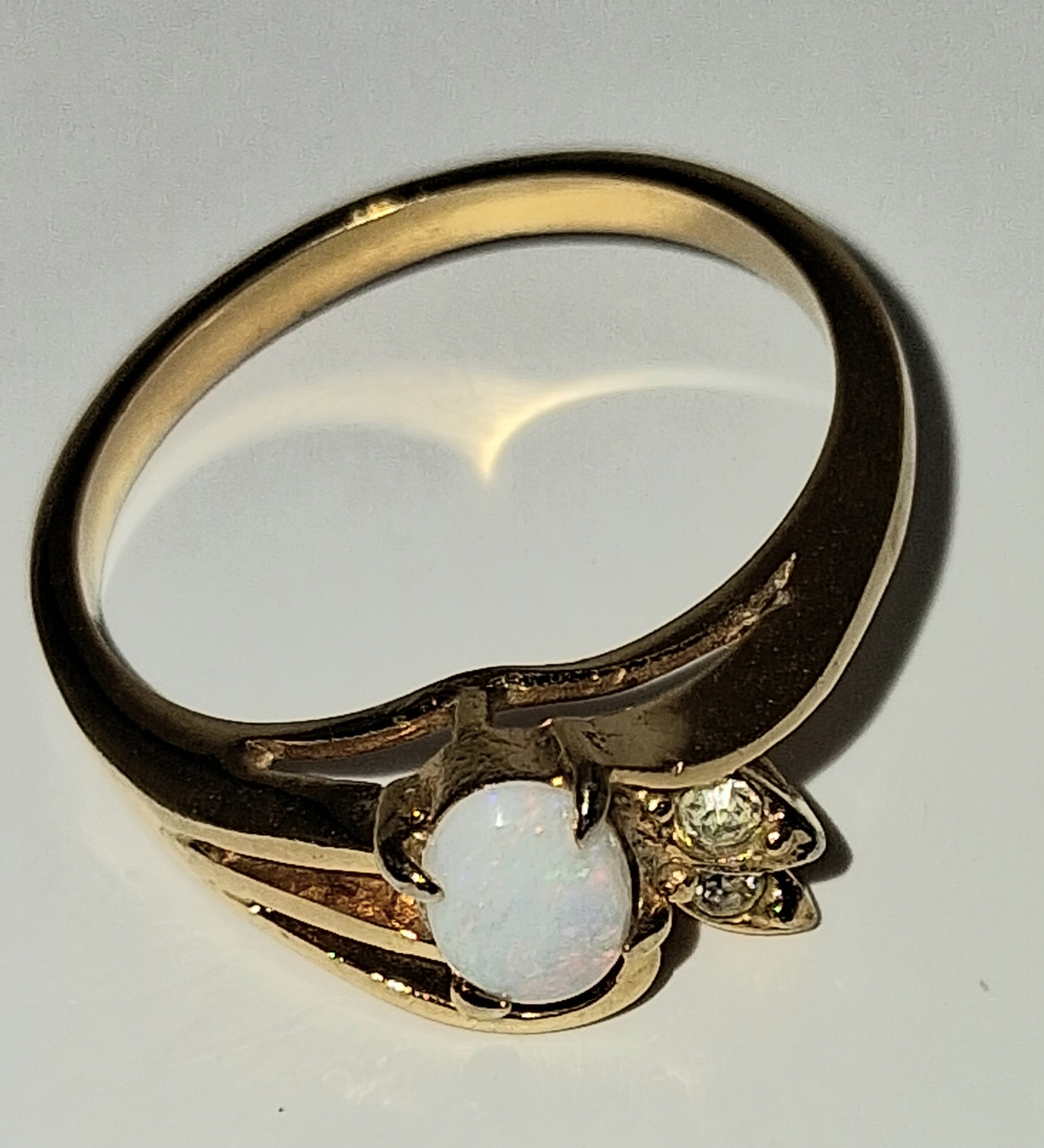 Oval Opal & Diamond Ring — 14KT Gold