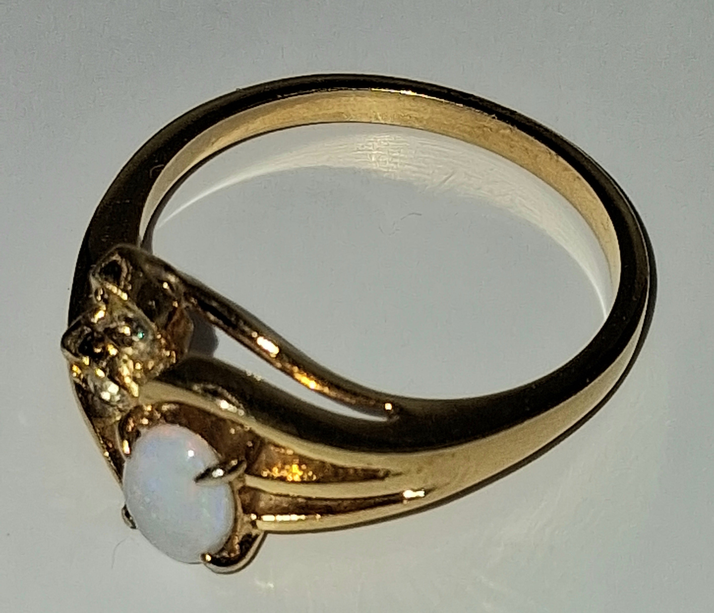 Oval Opal & Diamond Ring — 14KT Gold
