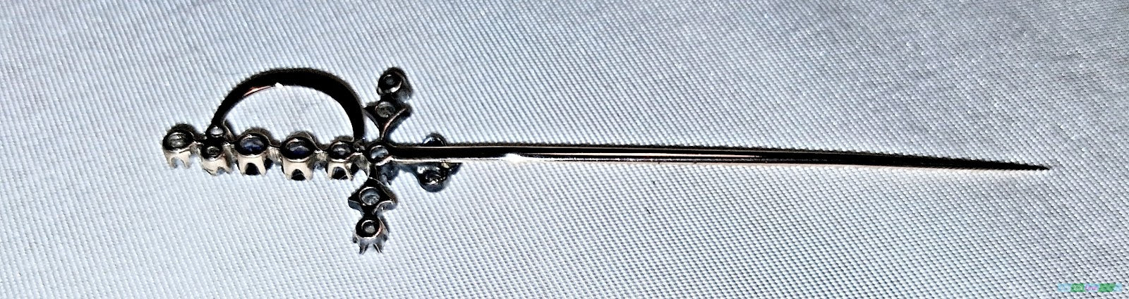 Regal Sword Stick Pin with Sapphires, Pearls & Diamonds