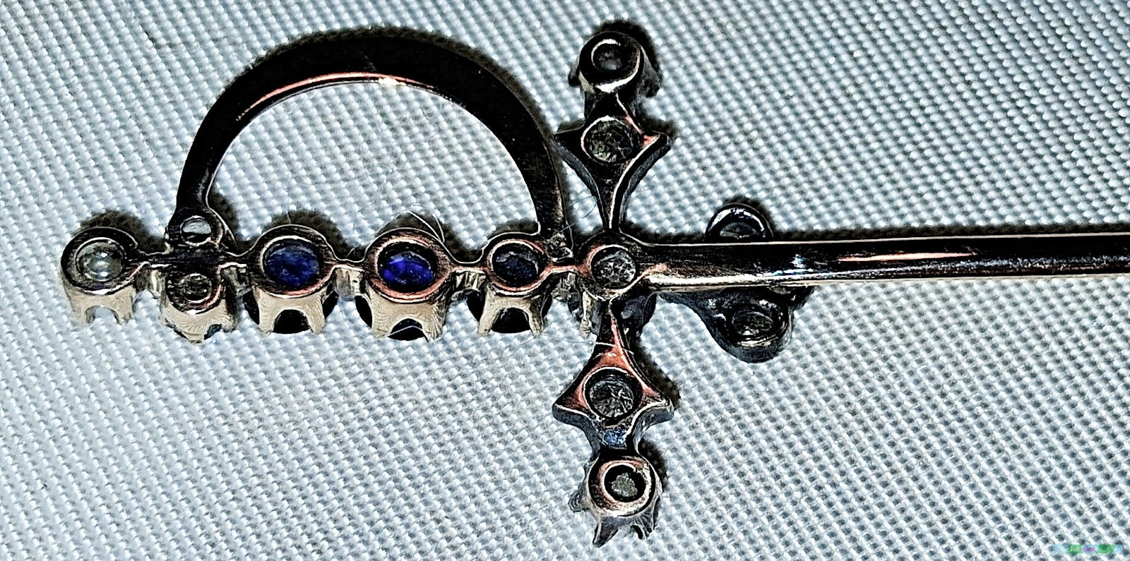 Regal Sword Stick Pin with Sapphires, Pearls & Diamonds