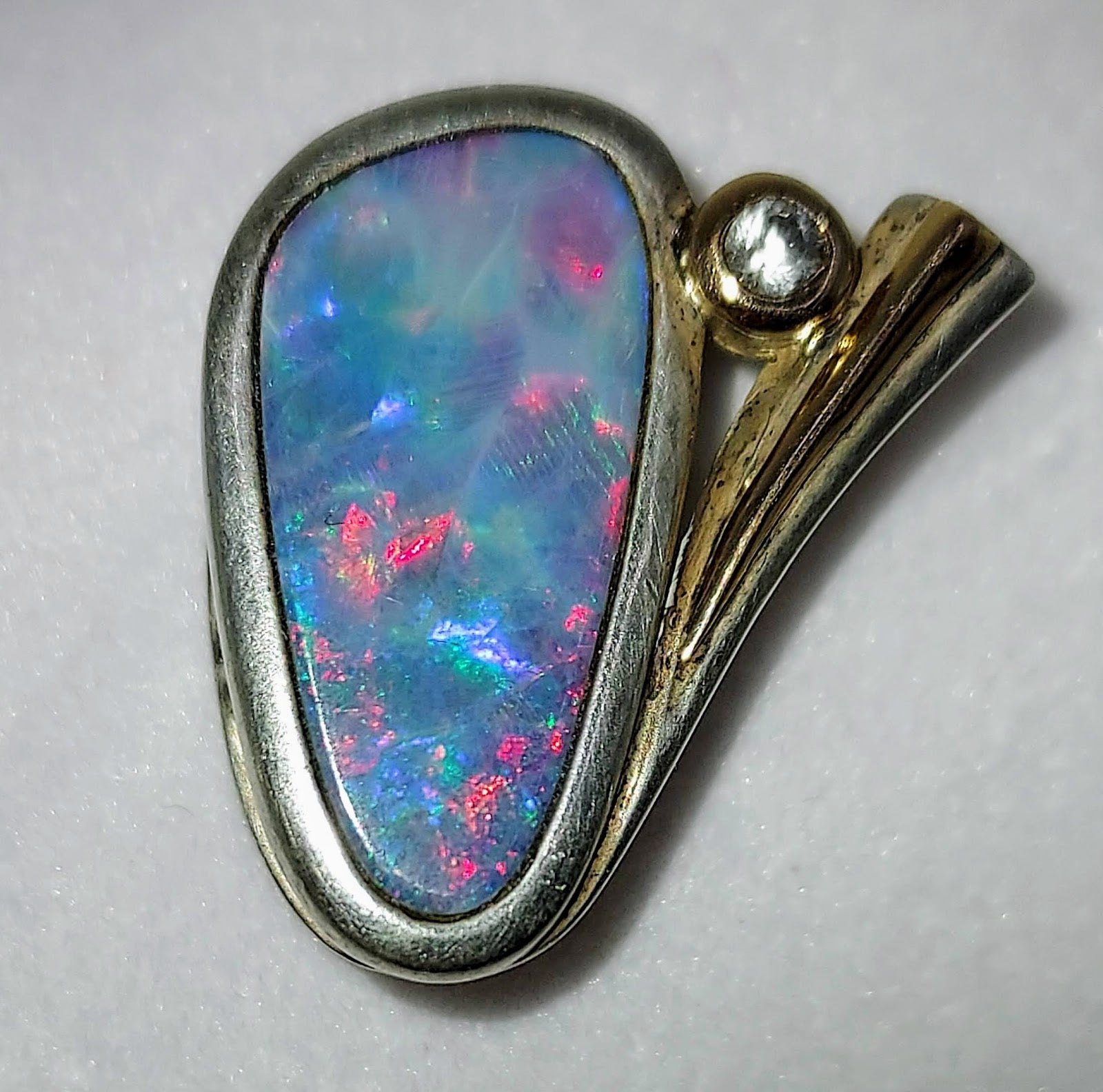 Sterling Silver & 18K Gold Boulder Opal Pendant