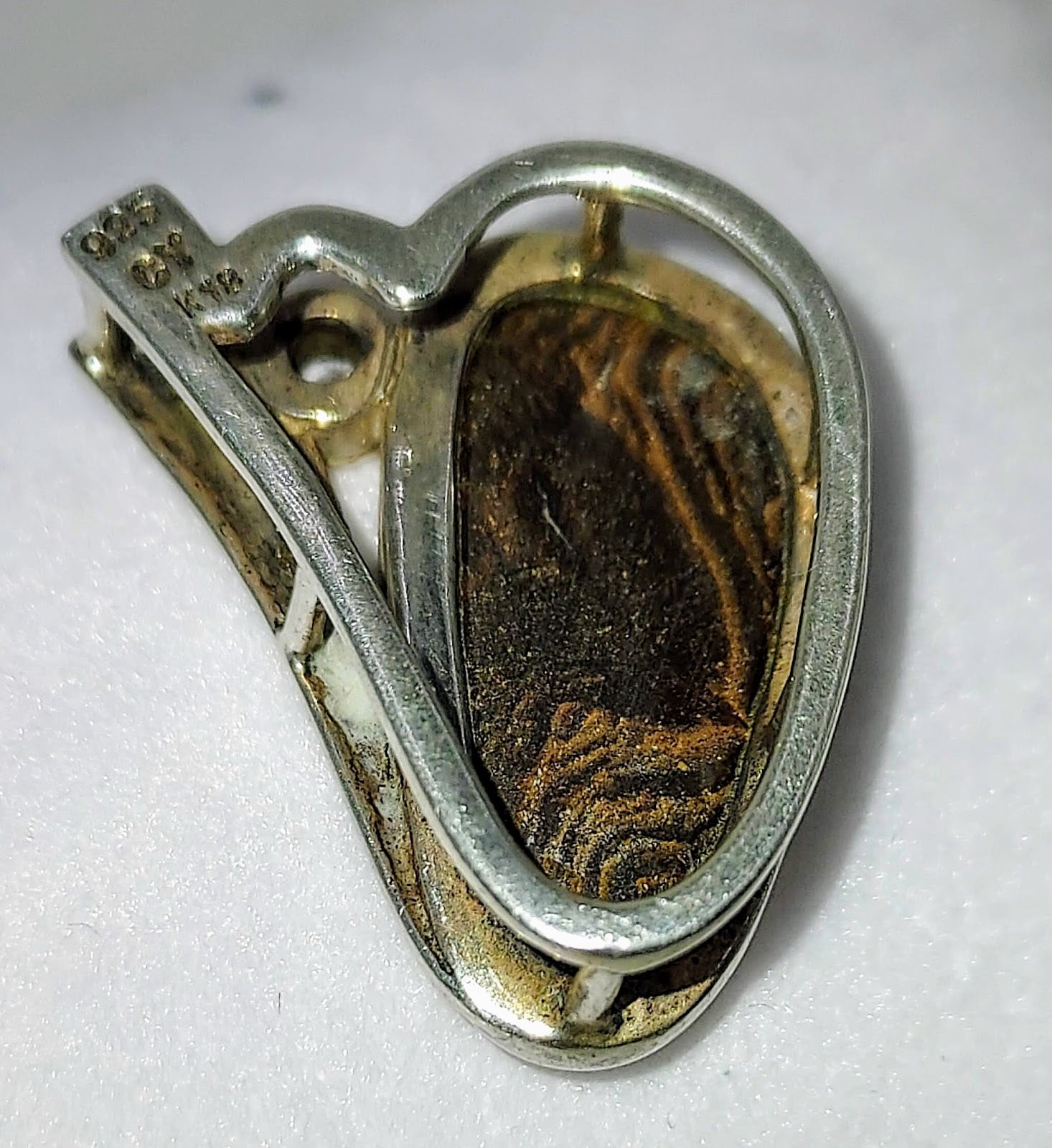 Sterling Silver & 18K Gold Boulder Opal Pendant