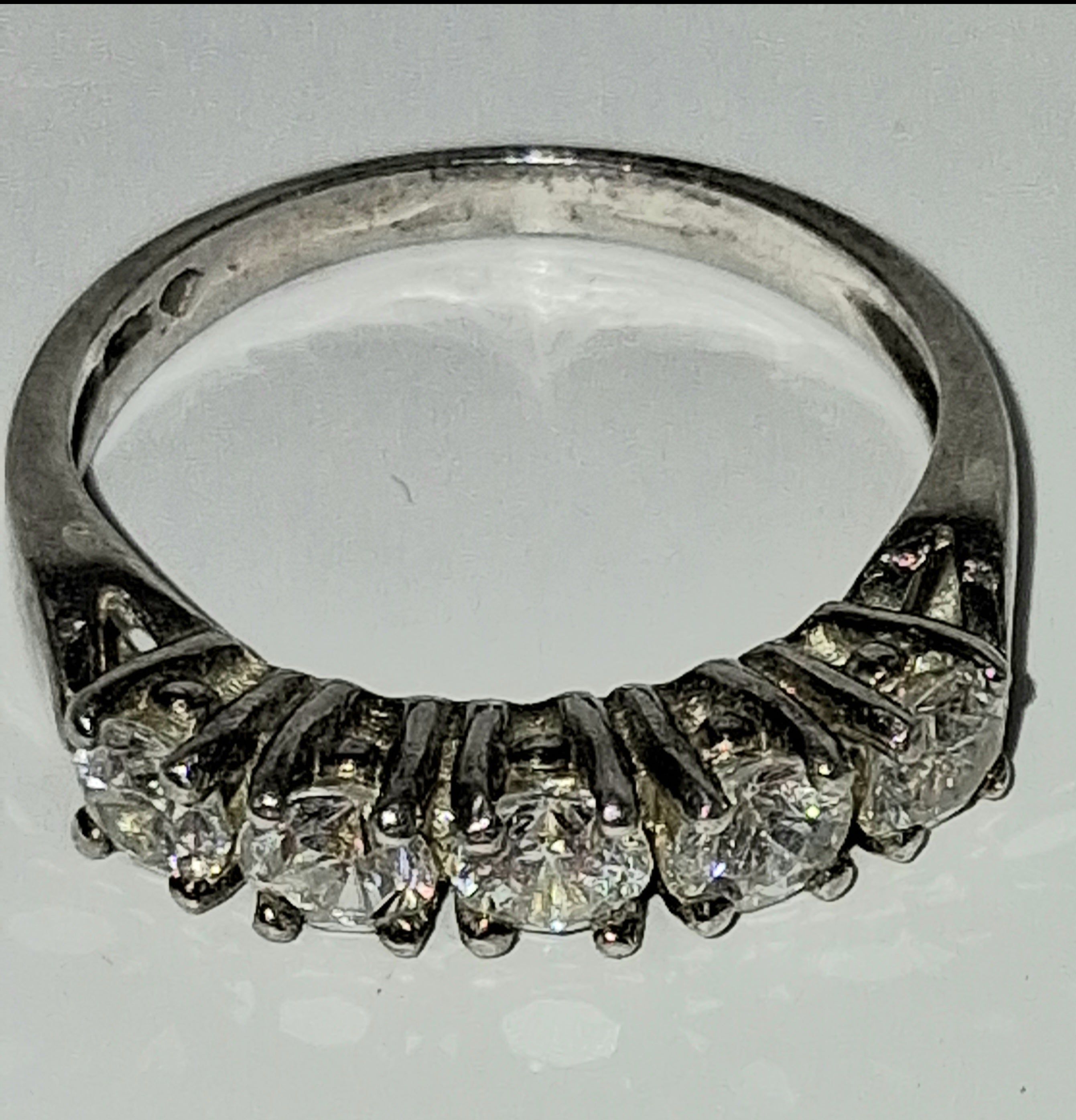 Sterling Silver Band with Five Clear Stones