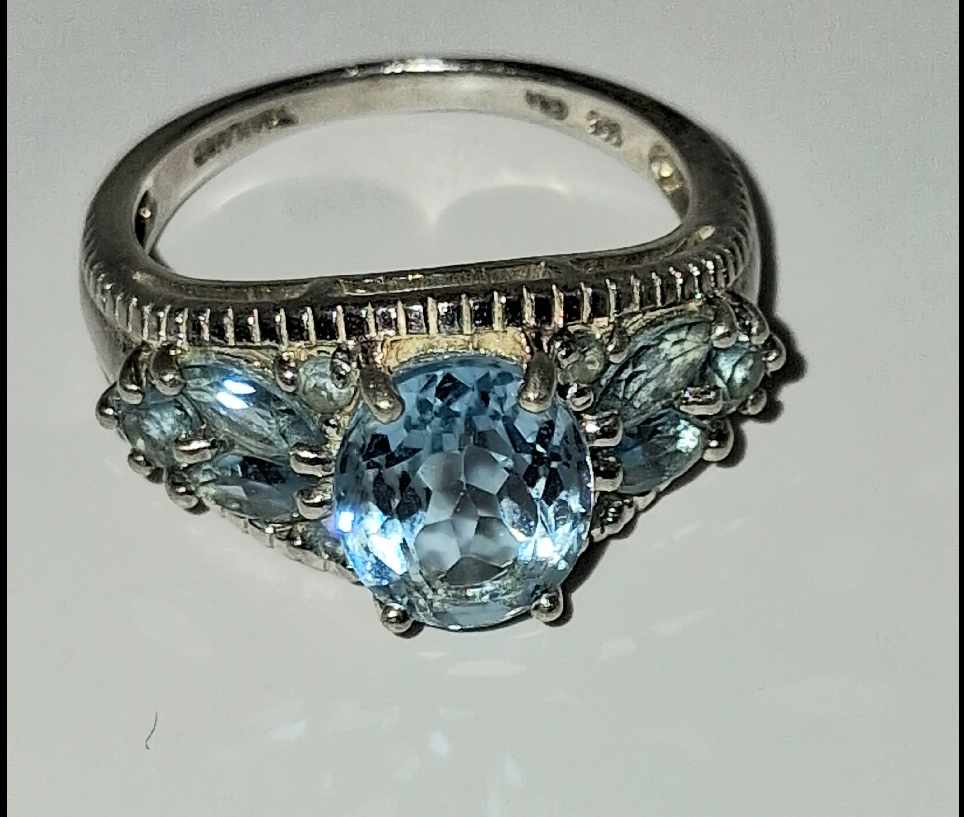 Sterling Silver Blue Topaz Ring, CNA