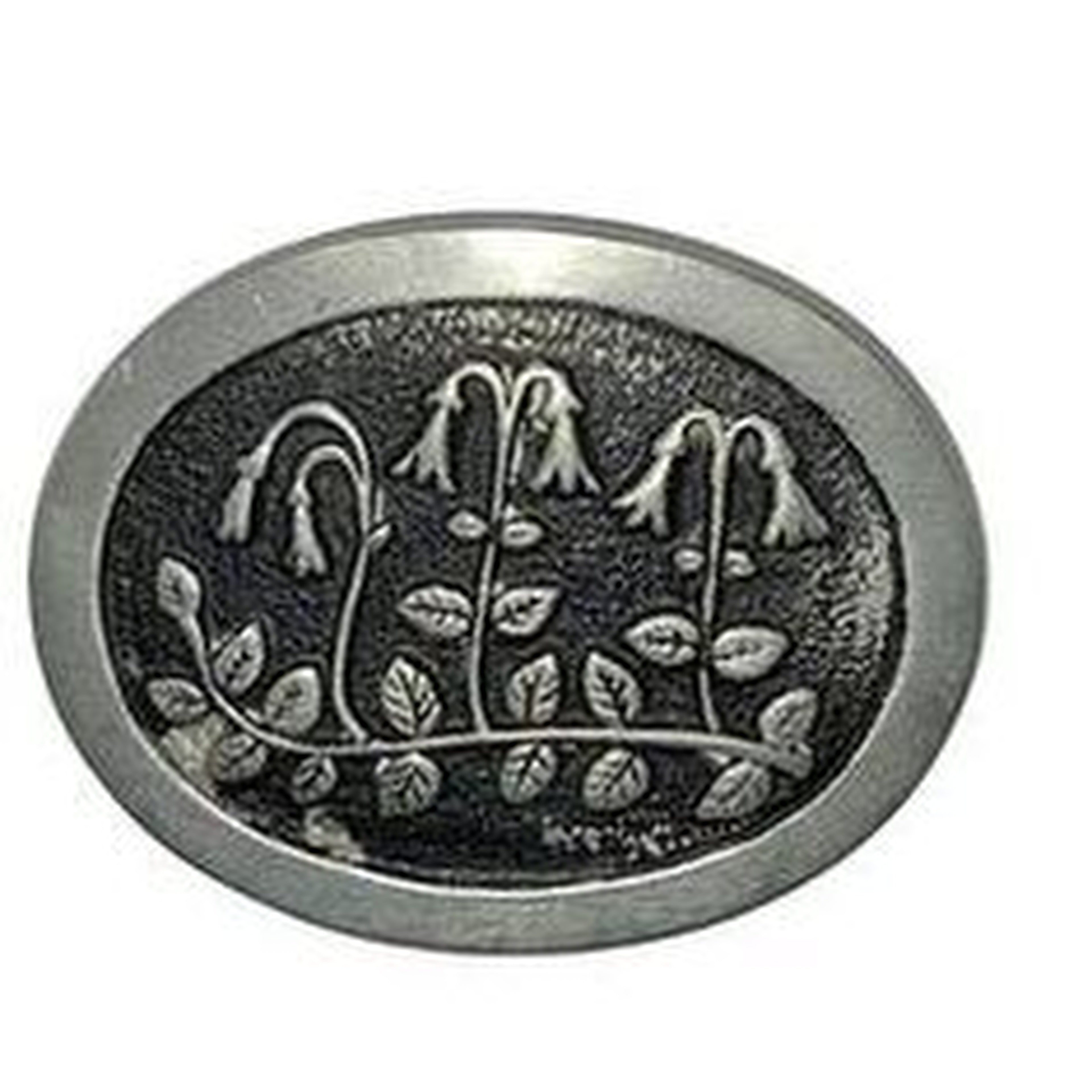 Swedish Pewter Floral Pin — Marked “BT RD”