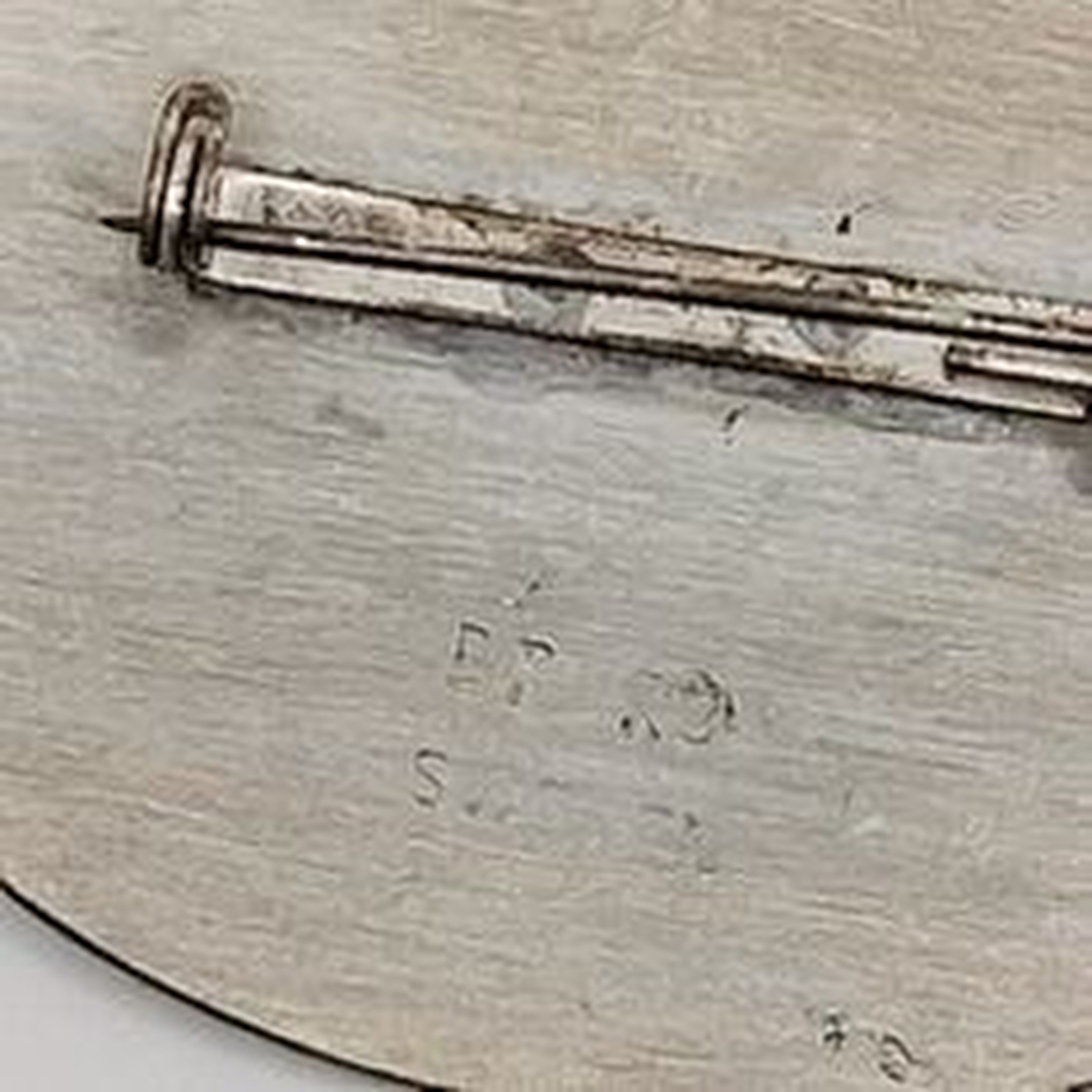 Swedish Pewter Floral Pin — Marked “BT RD”