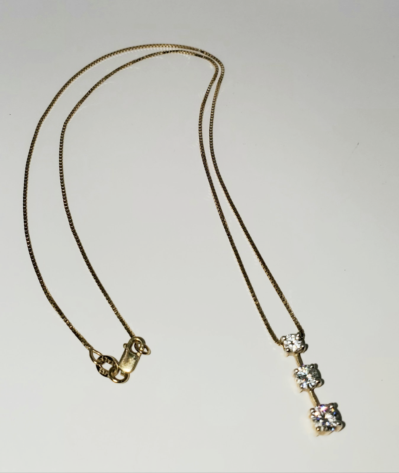 Three Diamond Pendant in 14KT Gold — Italy