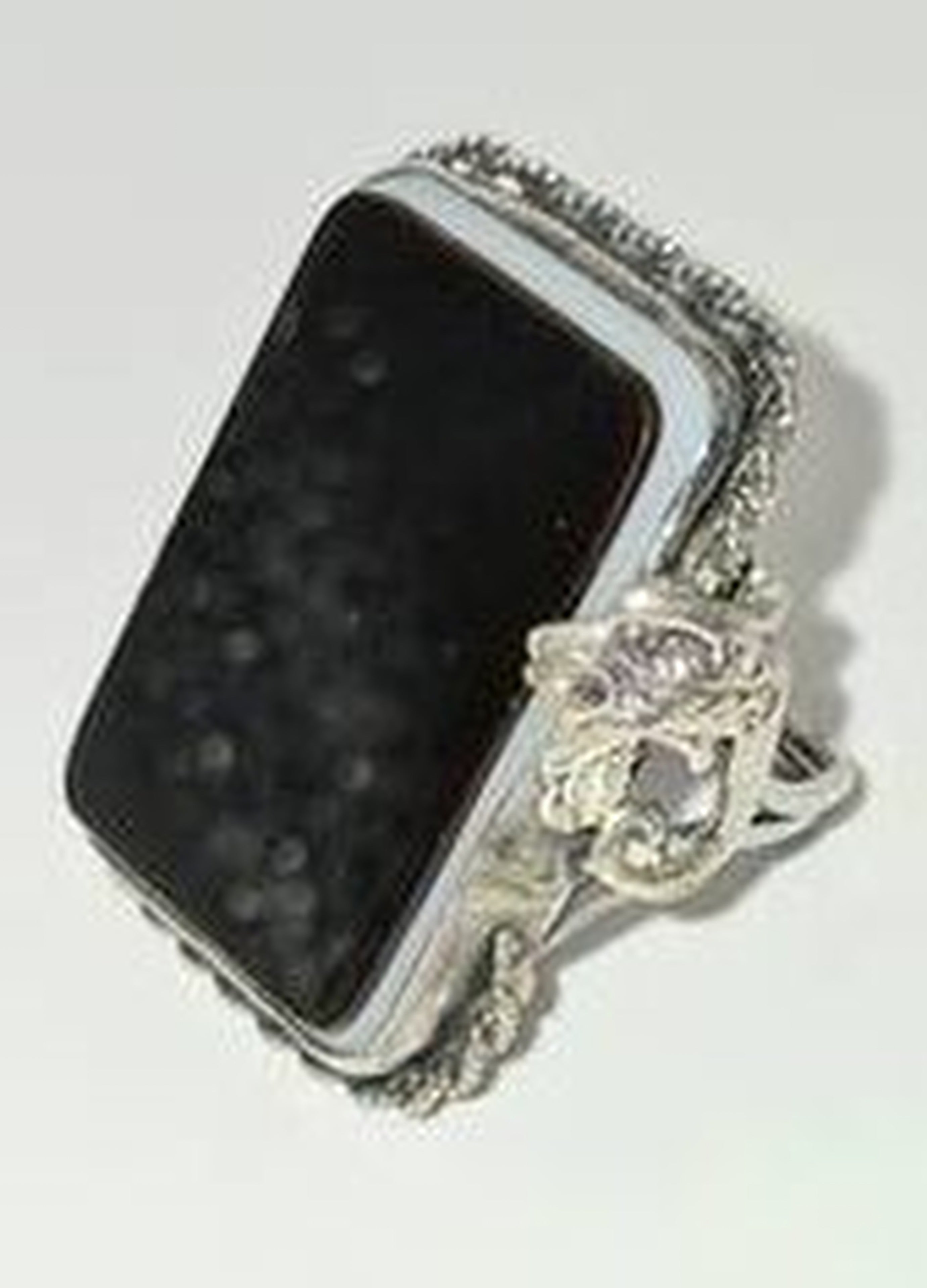 Victorian Onyx Dragon Sterling Ring