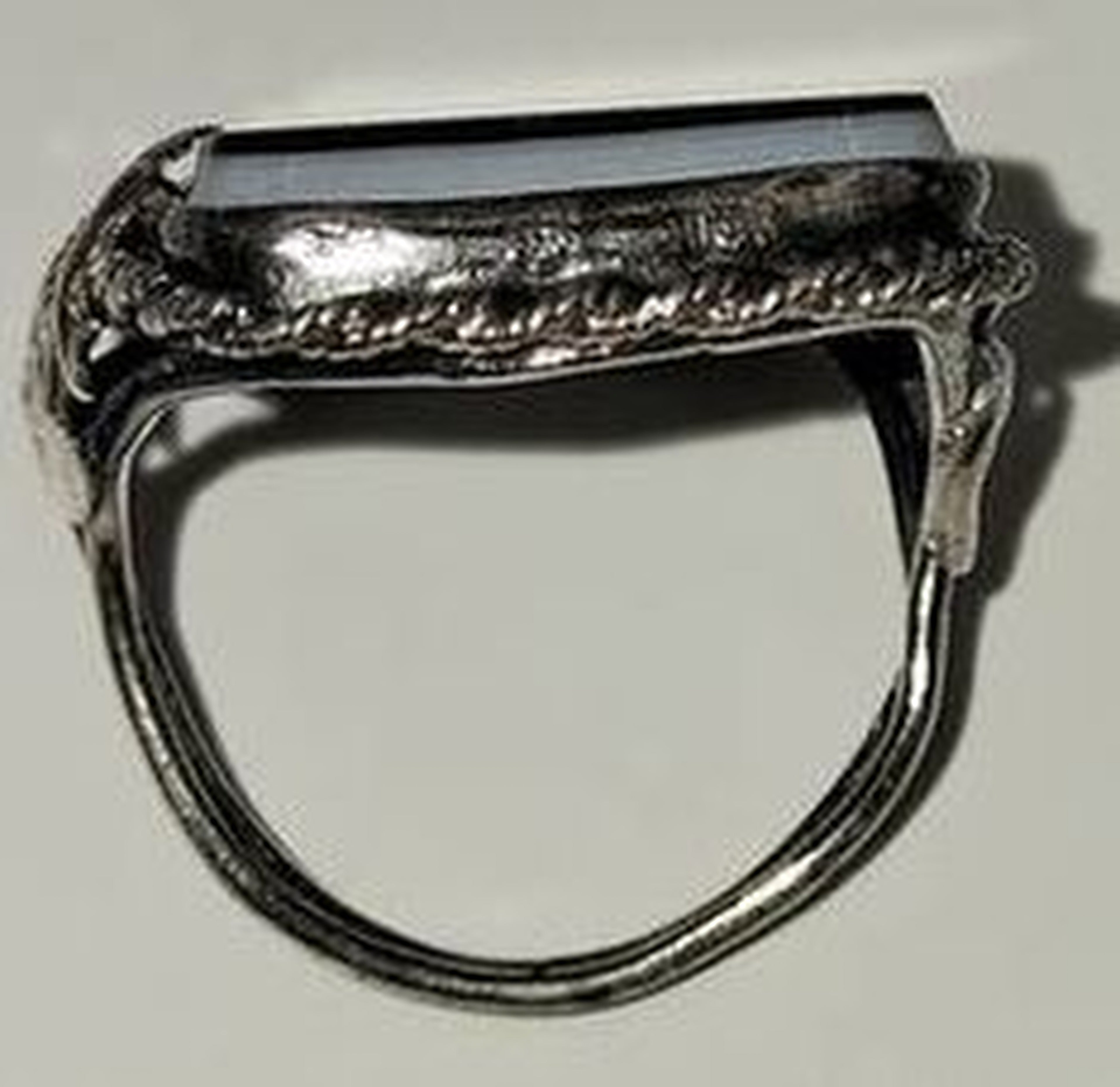 Victorian Onyx Dragon Sterling Ring
